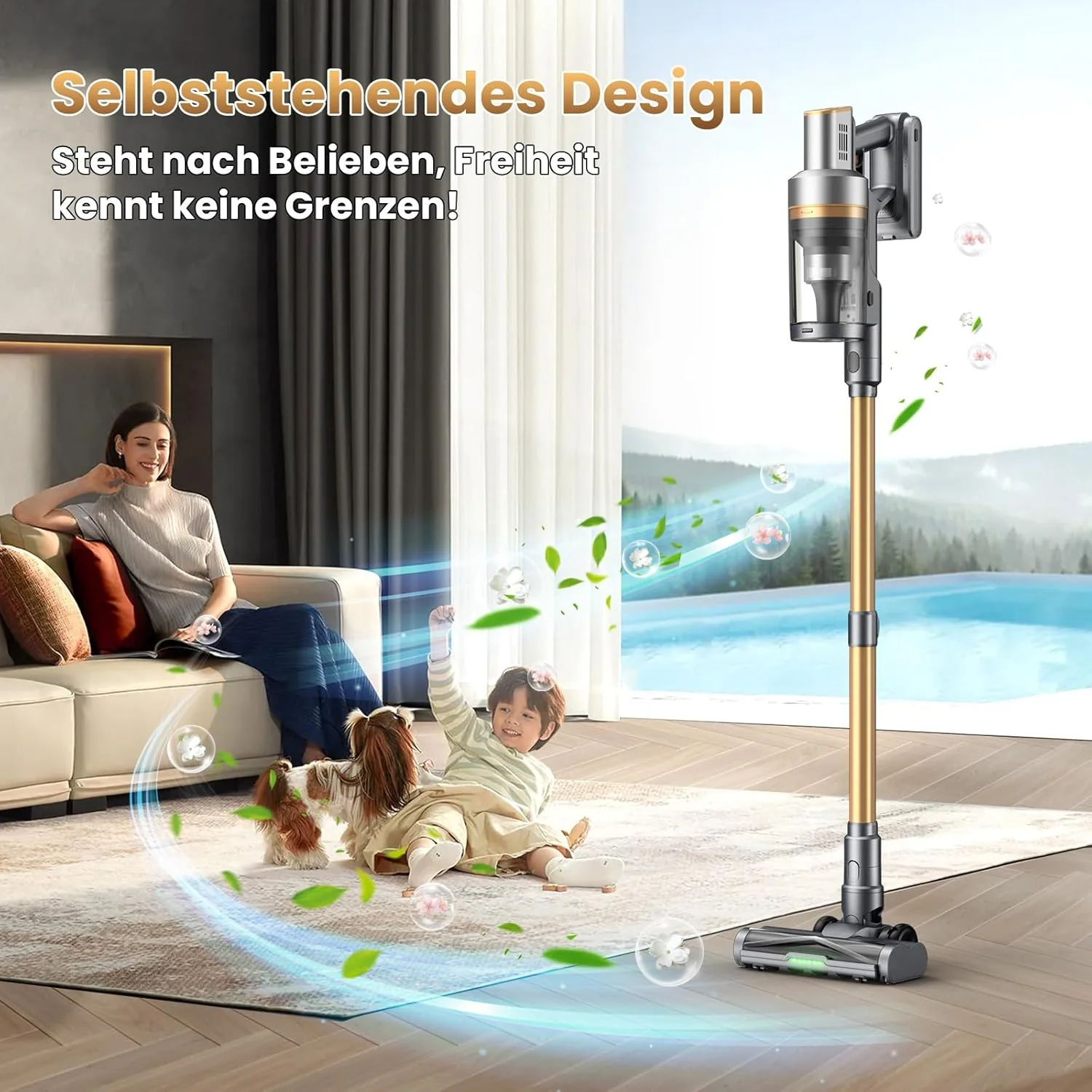 Akku Staubsauger, 650W/65000Pa/75Min, Laufzeit Staubsauger Kabellos mit Smart LED Display und Ladest - Image 8