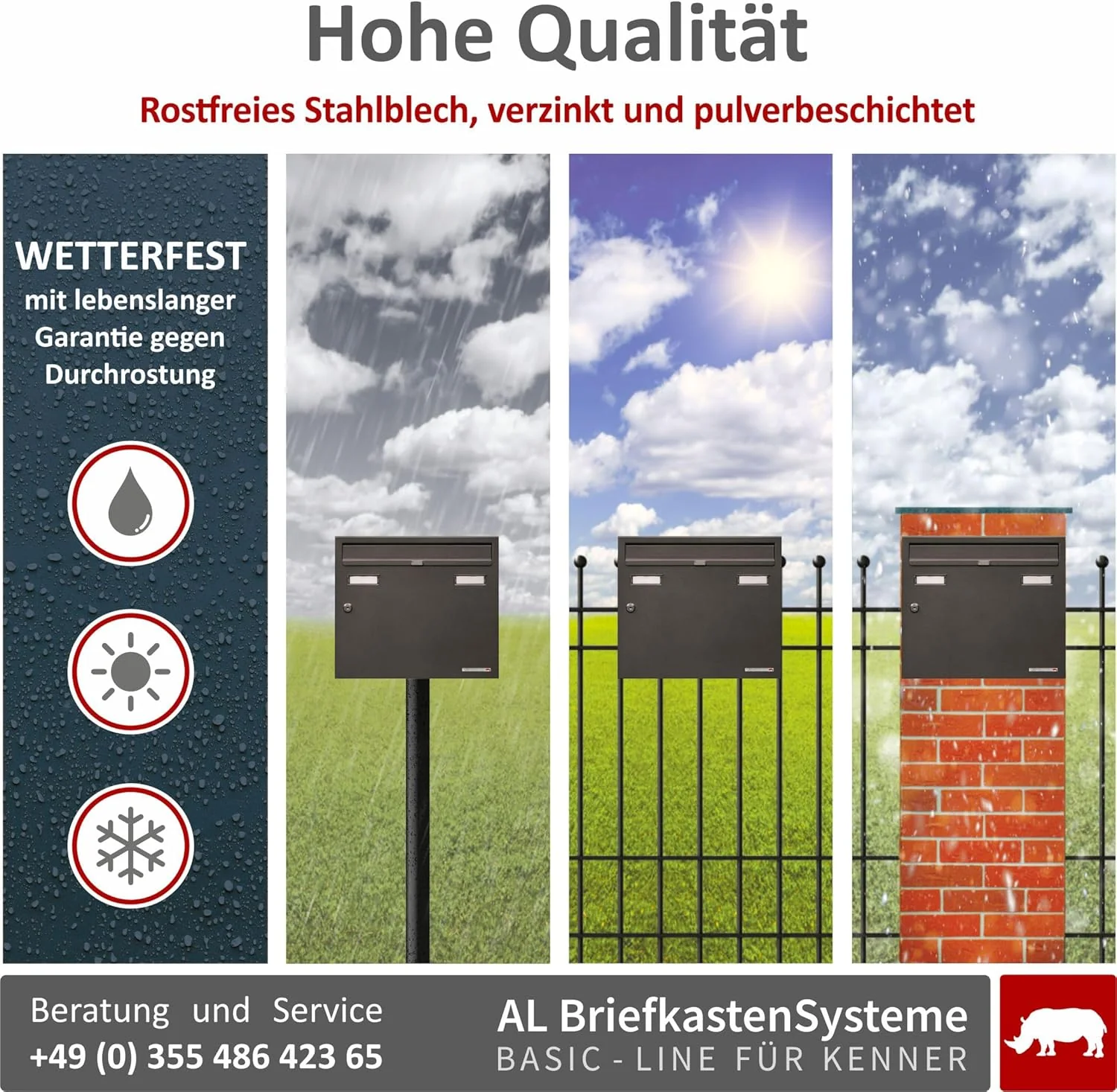 AL Briefkastensysteme Basic 2er Briefkasten DB 703 Eisenglimmer Grau 2 Fach DIN A4 wetterfest Briefk - Image 4