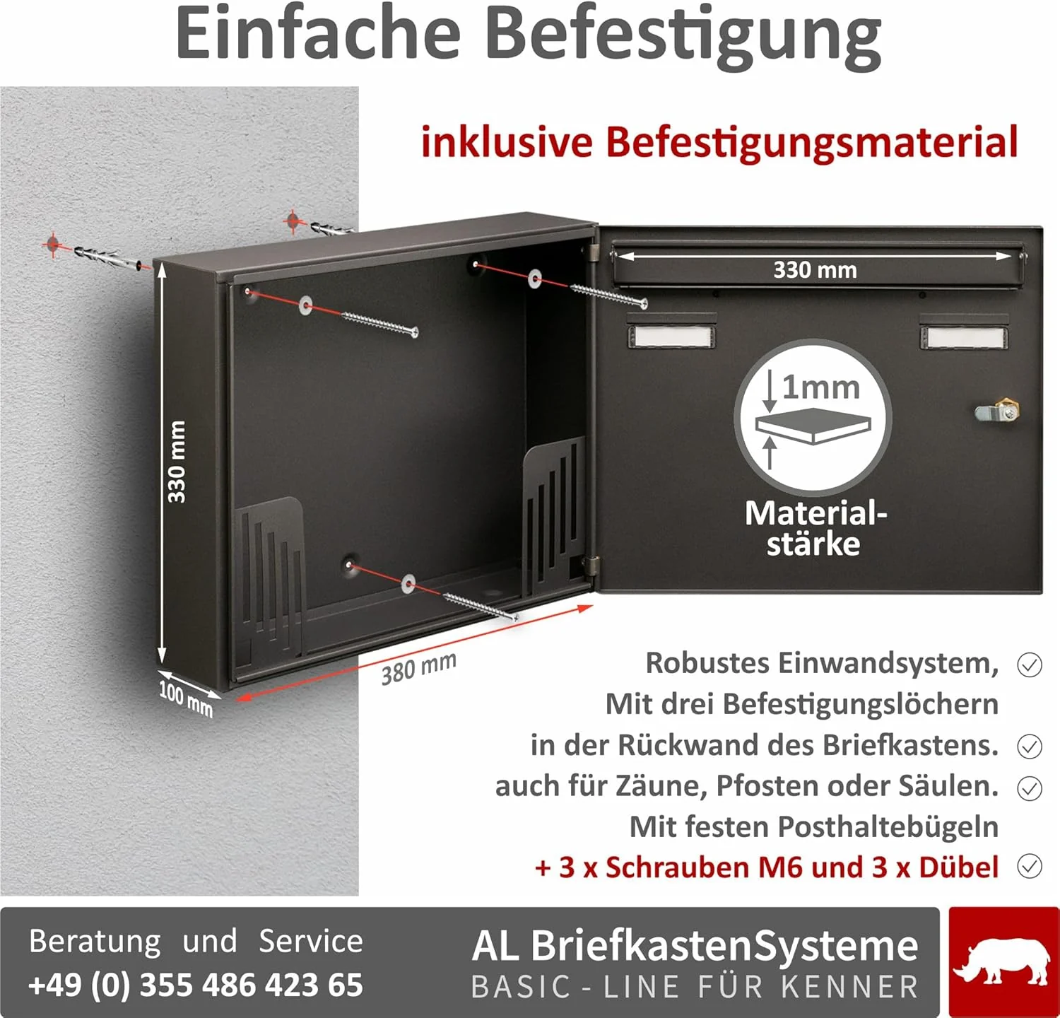 AL Briefkastensysteme Basic 2er Briefkasten DB 703 Eisenglimmer Grau 2 Fach DIN A4 wetterfest Briefk - Image 5