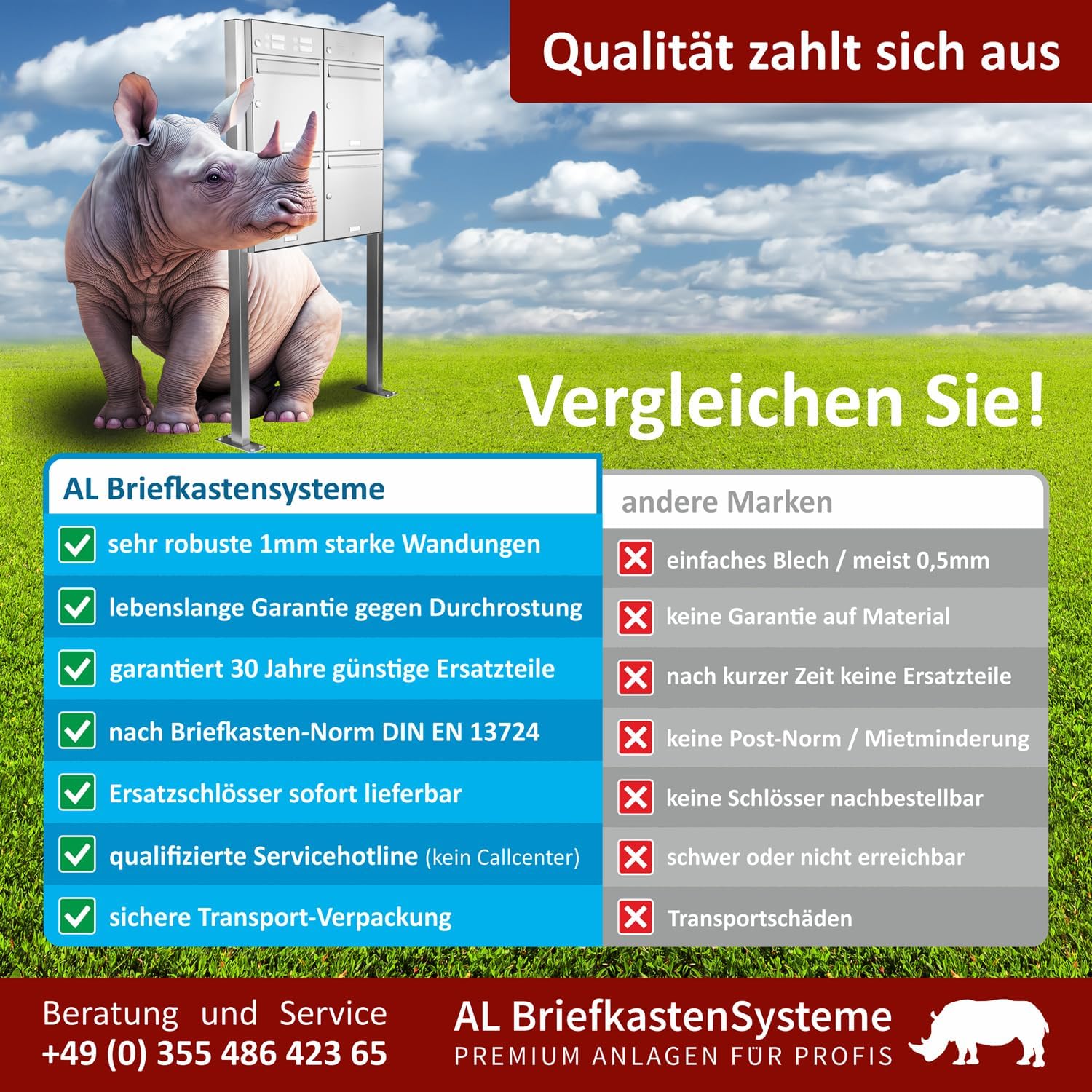 AL Briefkastensysteme Basic 4er Briefkasten DB 703 Eisenglimmer Grau 4 Fach DIN A4 wetterfest Briefk - Image 6