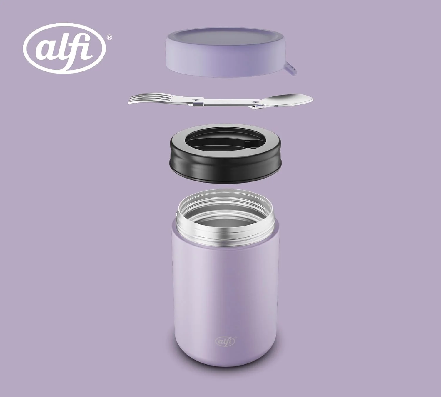 alfi ISO FOOD MUG 350ml, lila pastell, Edelstahl Thermobehälter für Essen, Isolierbehälter für Suppe - Image 6