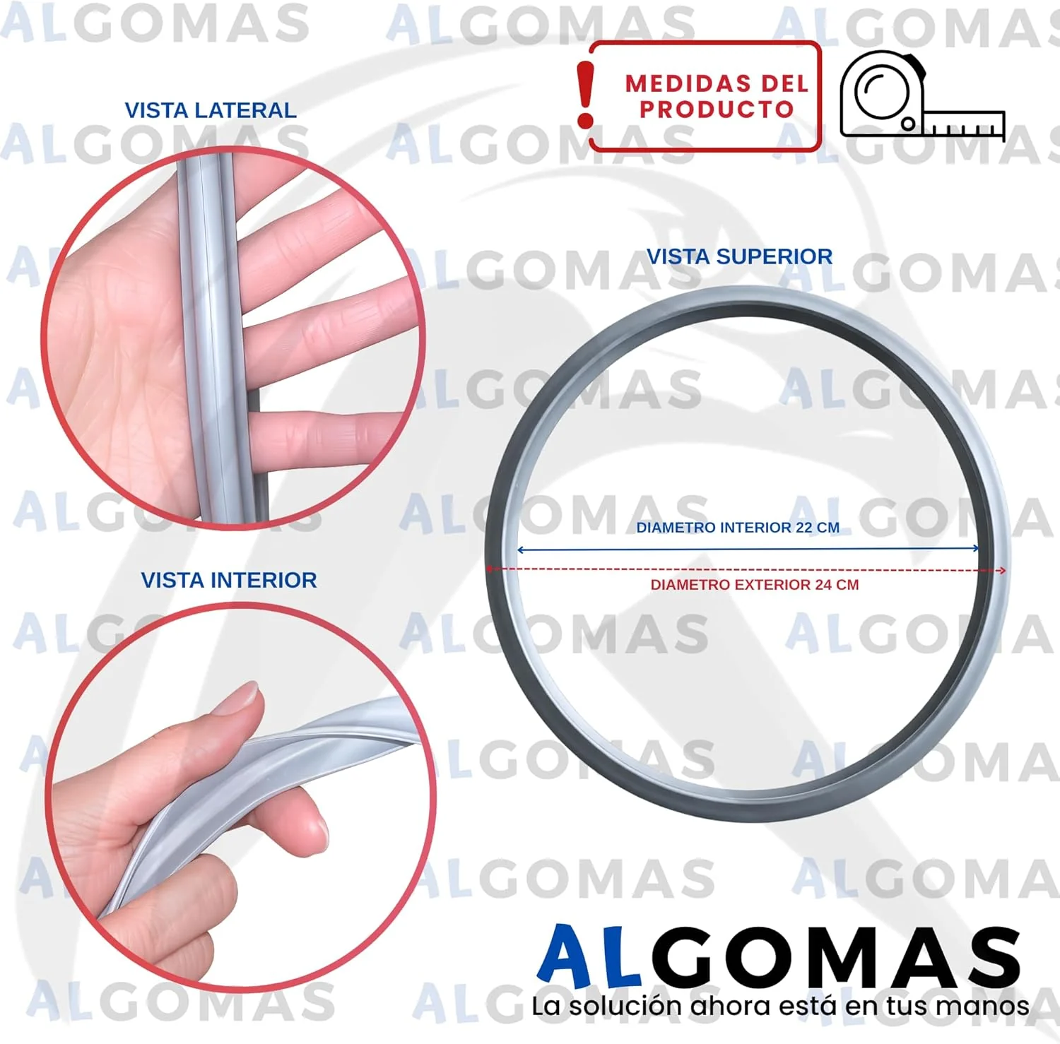 ALGOMAS® Express Fagor Topfdichtung | Ø 22 cm - Naturkautschuk | von Hand entformt | Express-Topf Fa - Image 2