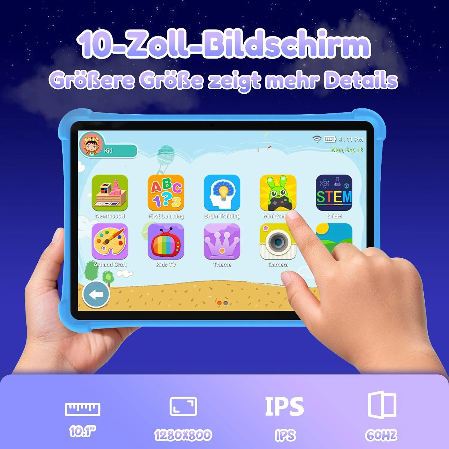 ALLDOCUBE Kinder Tablet 10 Zoll, Android 15, 7GB RAM+64GB ROM (TF 512GB), Wi-Fi, Bluetooth, GPS, iWA - Image 4