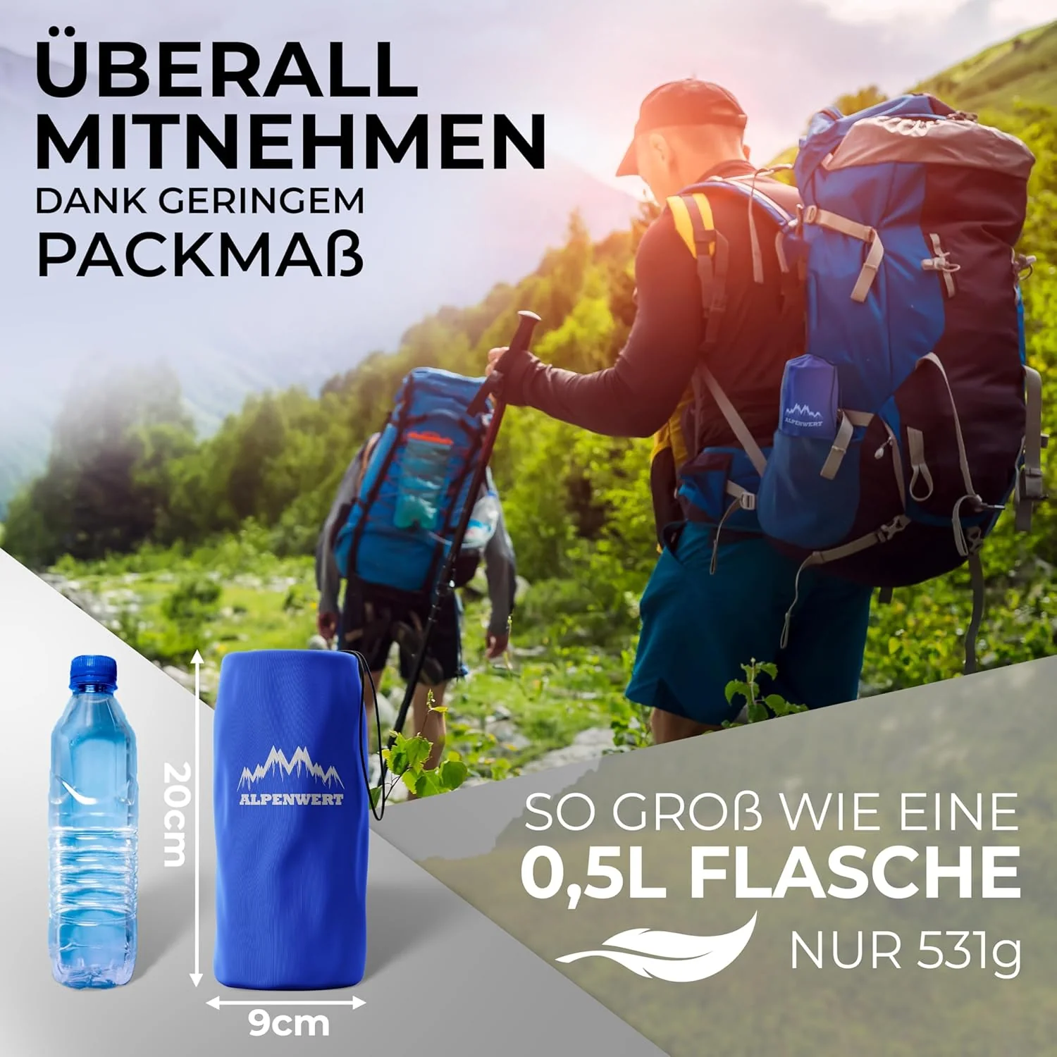 Alpenwert® Isomatte Outdoor [Kleines Packmass & Ultraleicht] Luftmatratze perfekt für Camping, Wande - Image 3