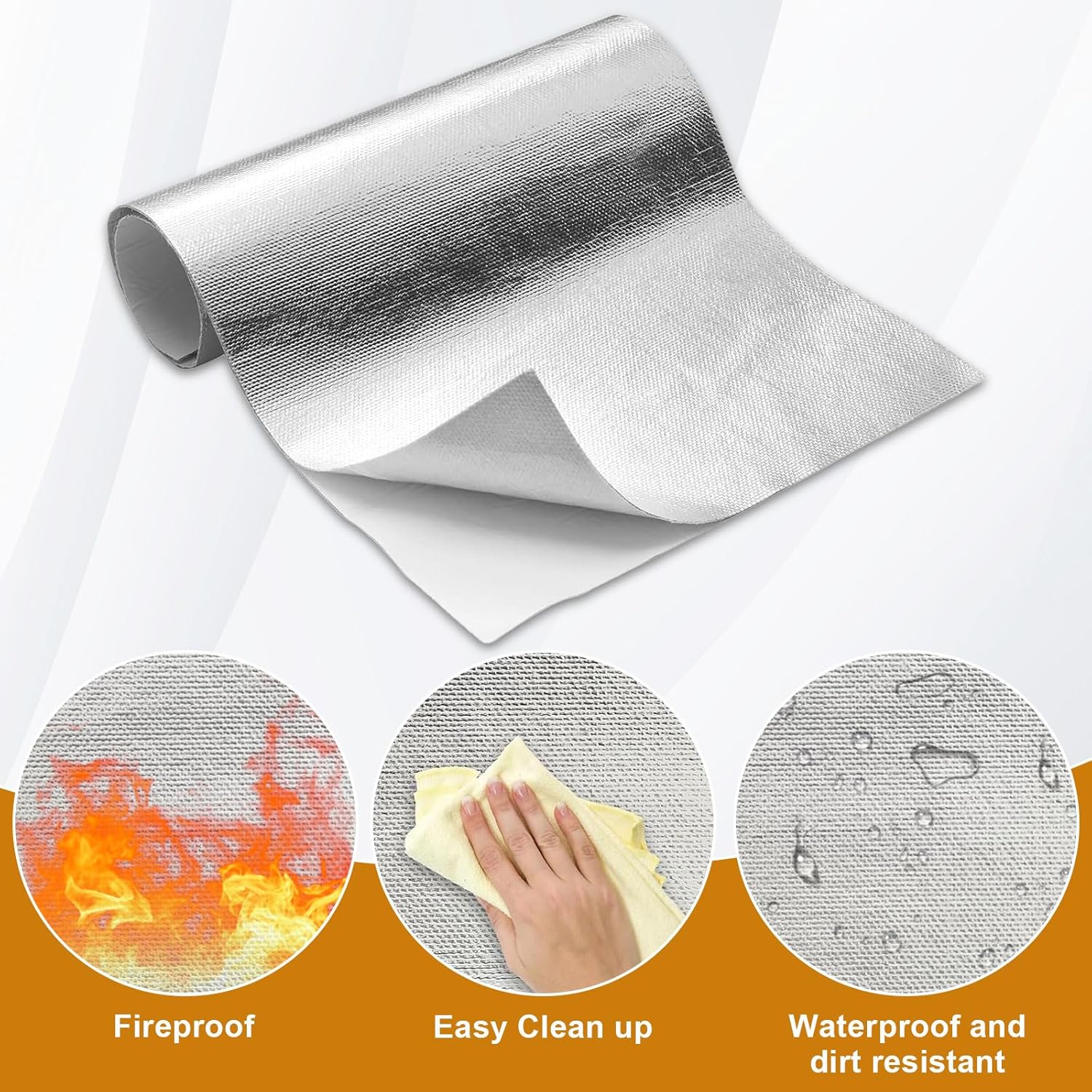 Aluminisierte Hitzeschutzmatte,Hitzeschutzmatte Selbstklebend Kleberücken Aluminium Glasfaser Blatt, - Image 3
