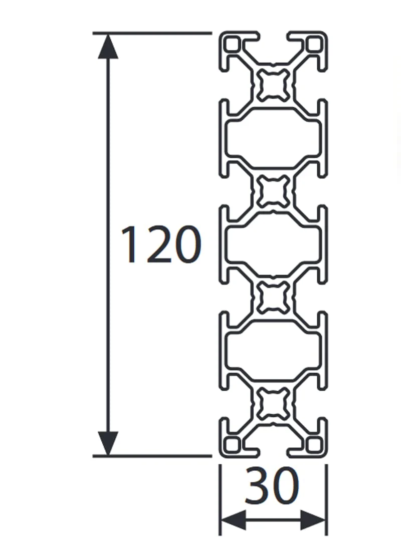 Aluminiumprofil 30x120L B-Typ Nut 8 (leicht), silber eloxiert. Aluminium Profil 30x120 Alu Profil 30 - Image 2