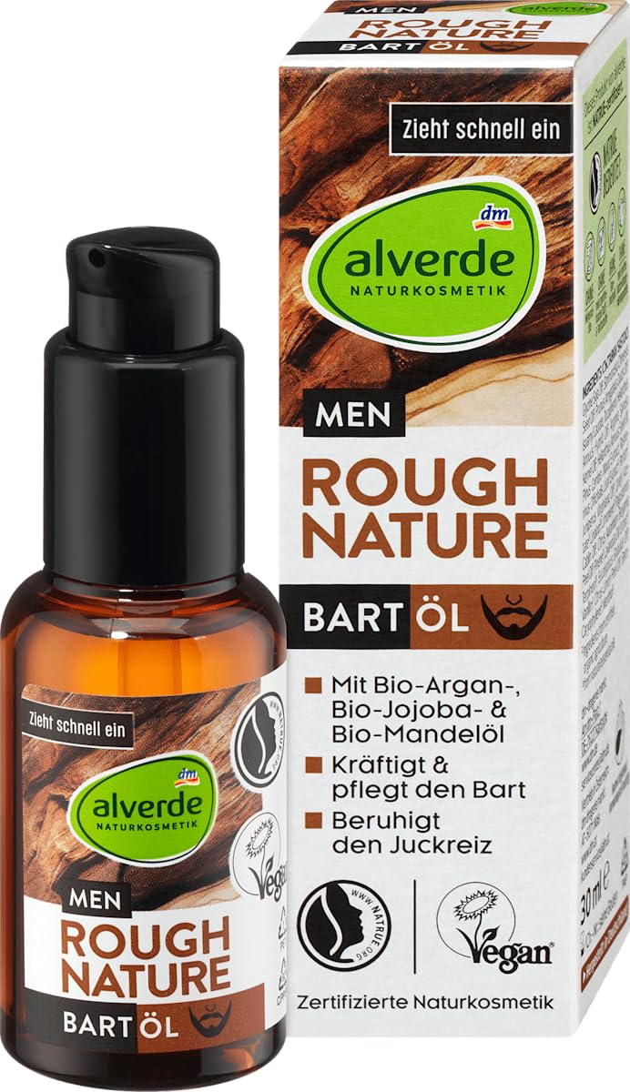 alverde NATURKOSMETIK 3er-Set Hautpflege: MEN Bartöl ROUGH NATURE kräftigt & pflegt Barthaar ohne zu - Image 2