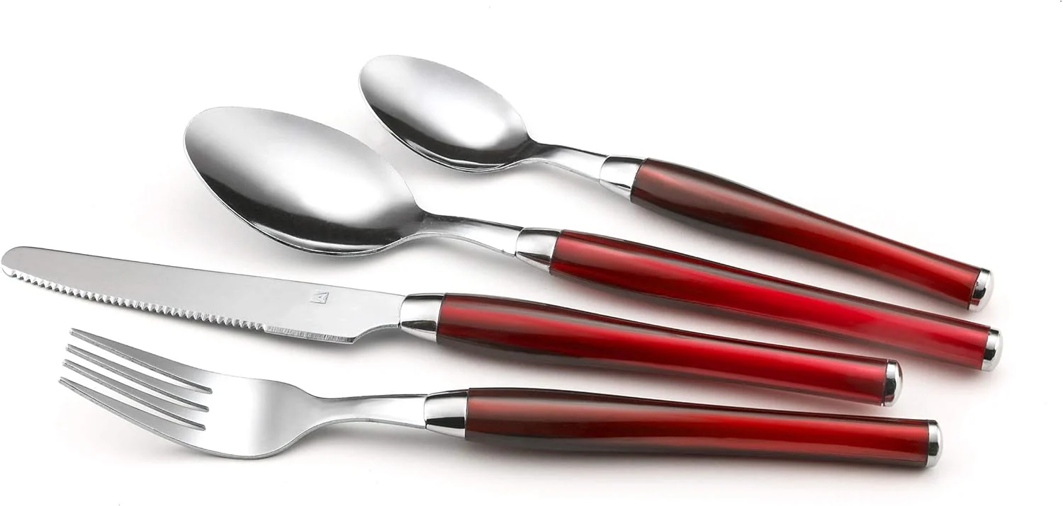 Amefa Besteck PURITY, Tafelbesteck mit farbigen Kunststoffgriffen, für 6 Personen, rot, 24-teilig, R - Image 4