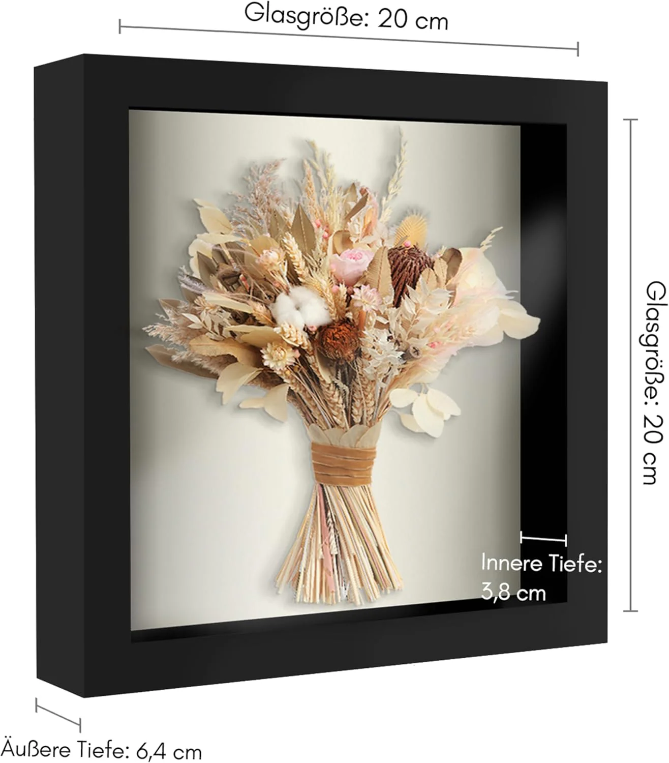 Americanflat 3D-Bilderrahmen zum Befüllen in Schwarz - 2er Set - 20x20 cm Tiefer Objektrahmen mit We - Image 2