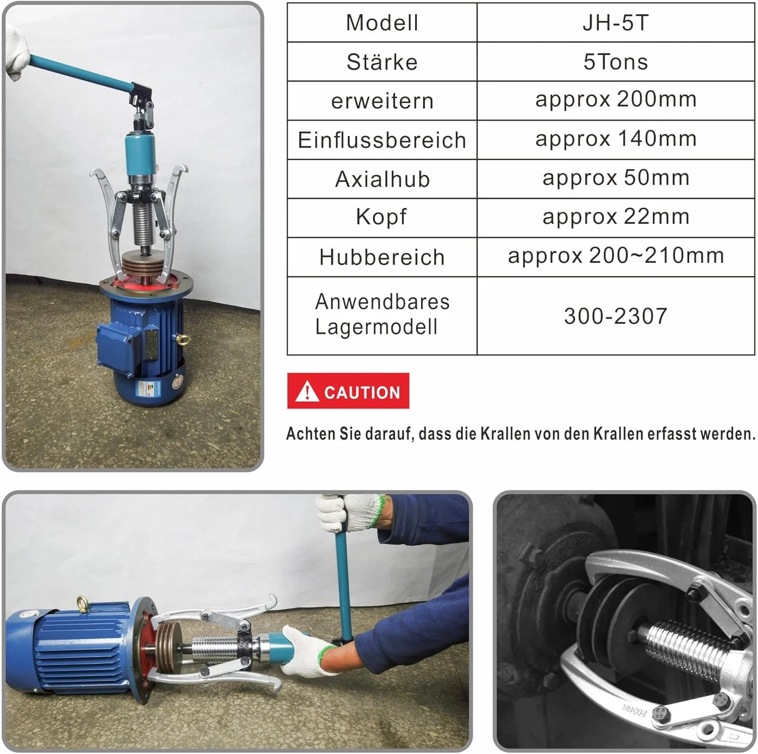 AMZCNC Hydraulischer Lagerabzieher Integral 5T Hydraulic Puller Kit Kurbelwelle Riemenscheibe Abzieh - Image 2