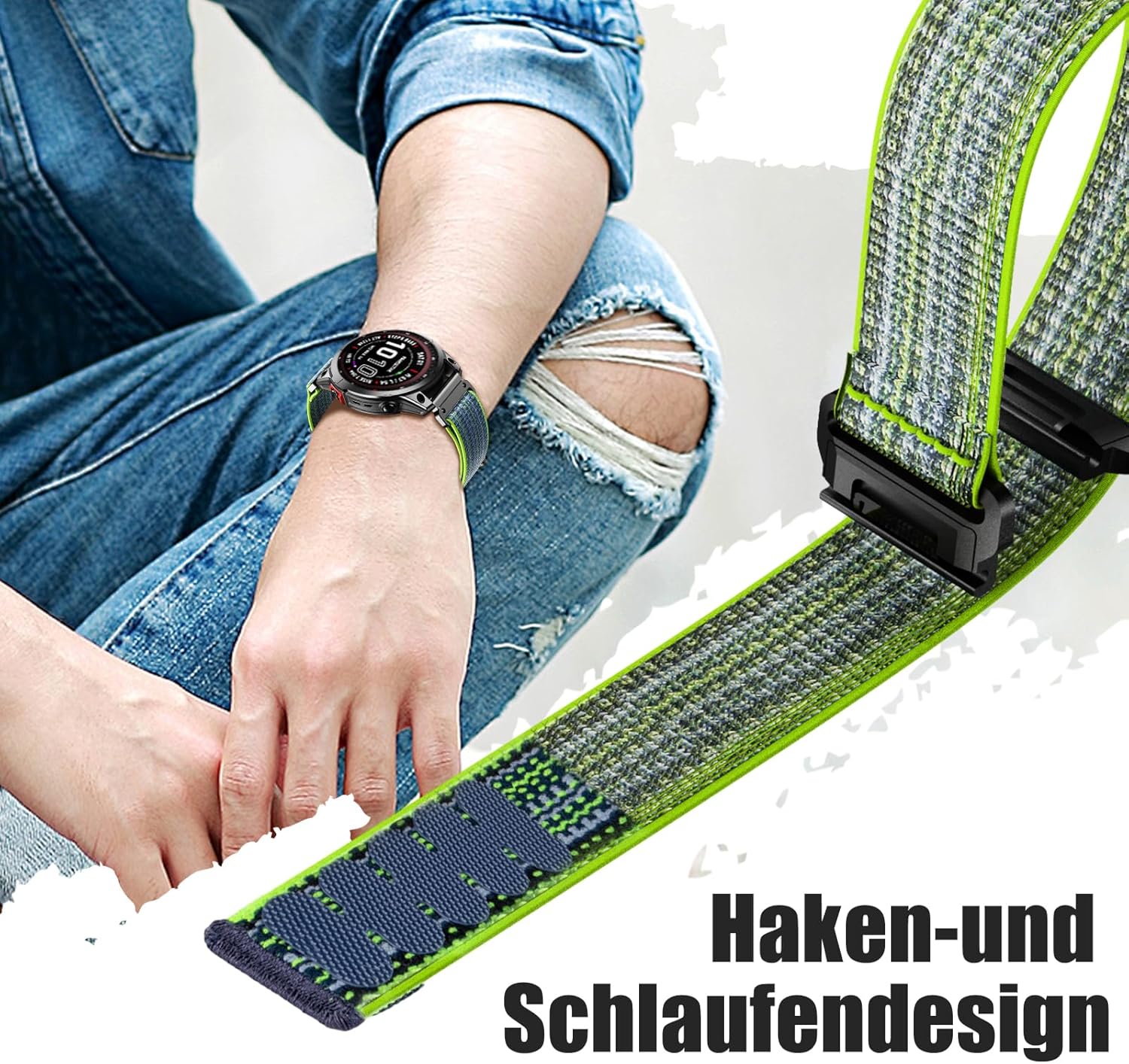 ANBEST 22mm Nylon Armband für Garmin Fenix 7 Pro/6 Pro/Fenix 8 47 mm Armband, Schleife Klettband für - Image 3