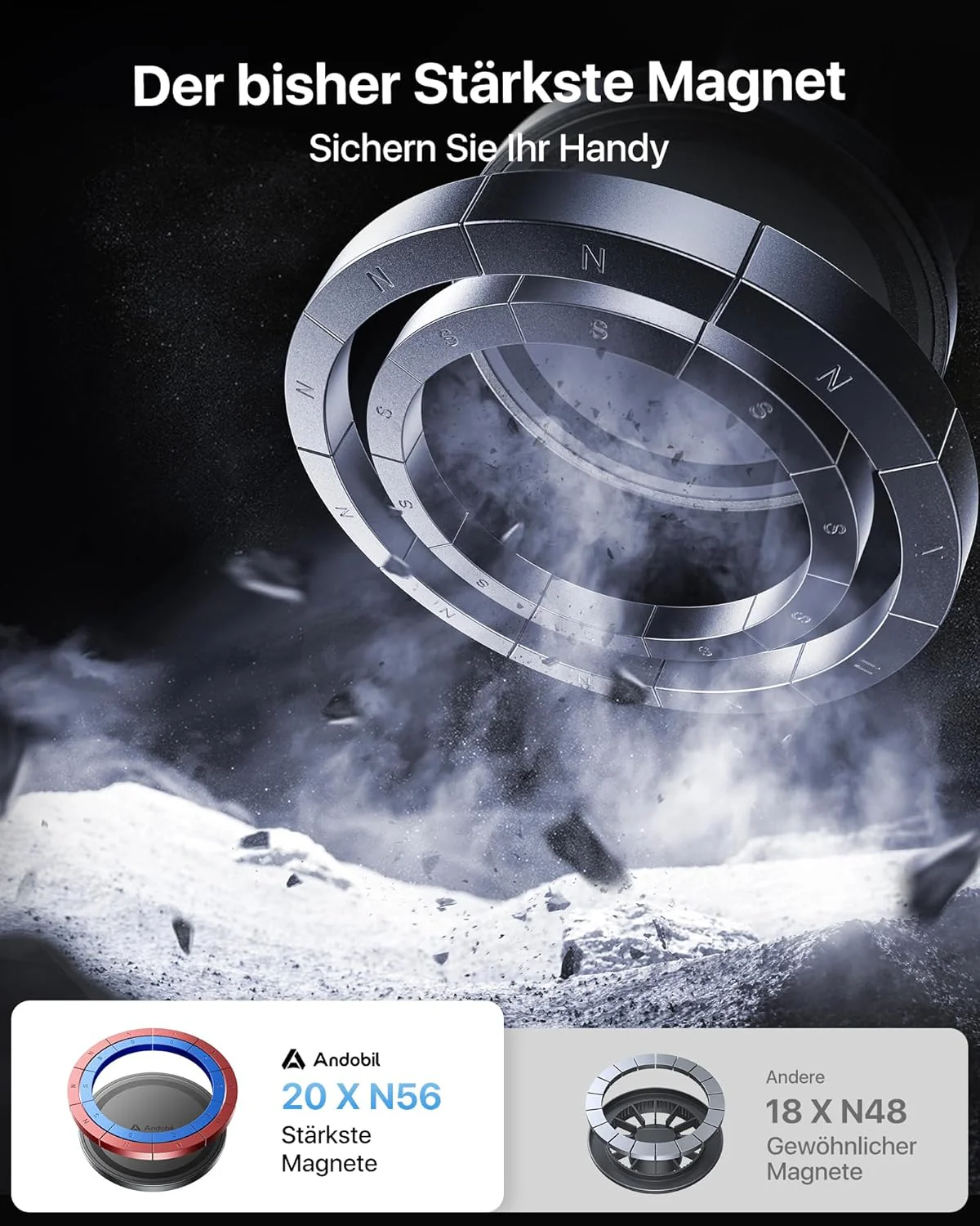 andobil Handyhalterung Auto für MagSafe Autohalterung Runde lüftung[20xN56 Stärkste Magnete]Magnet K - Image 2