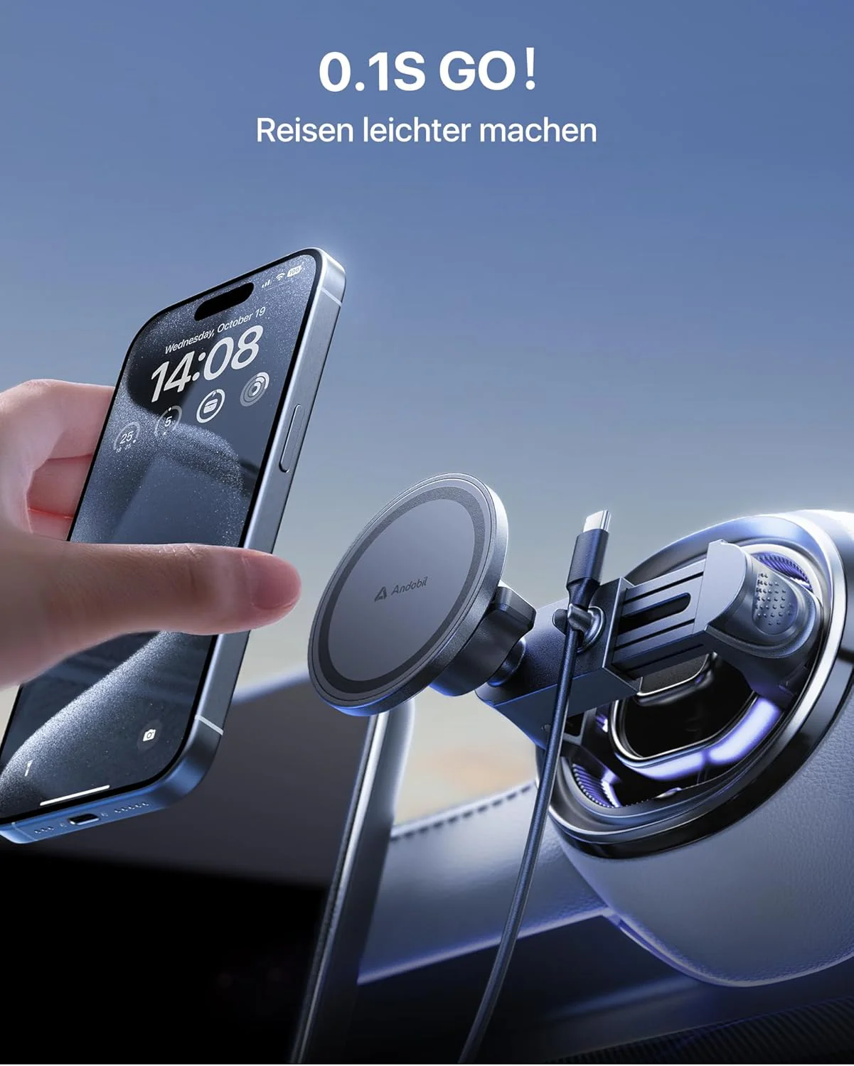 andobil Handyhalterung Auto für MagSafe Autohalterung Runde lüftung[20xN56 Stärkste Magnete]Magnet K - Image 5