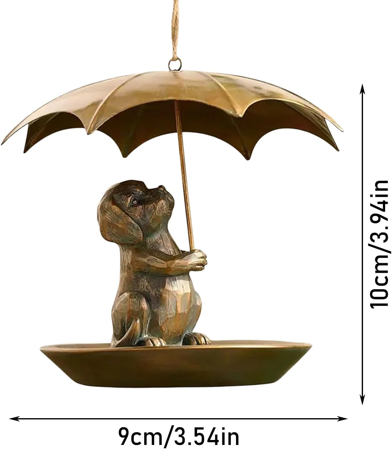 Animal Bird Feeder with Umbrella - Cute Squirrel/Cat/Dog Holding Umbrella Design Bird Feeder - Metal - Image 6