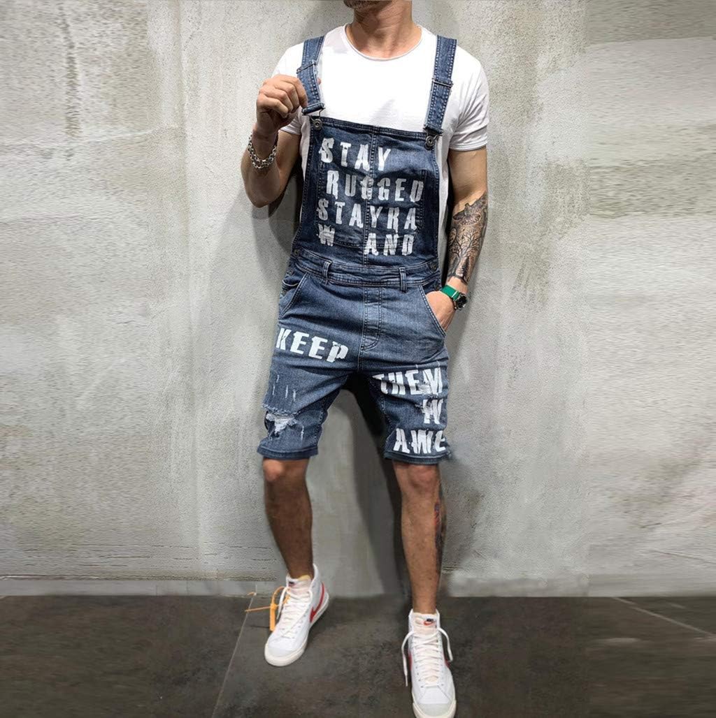 Ansenesna Latzhose Herren Jeans Zerrissen Löcher Kurz Jumpsuit Männer Sommer Destroyed Risse Ripped - Image 2