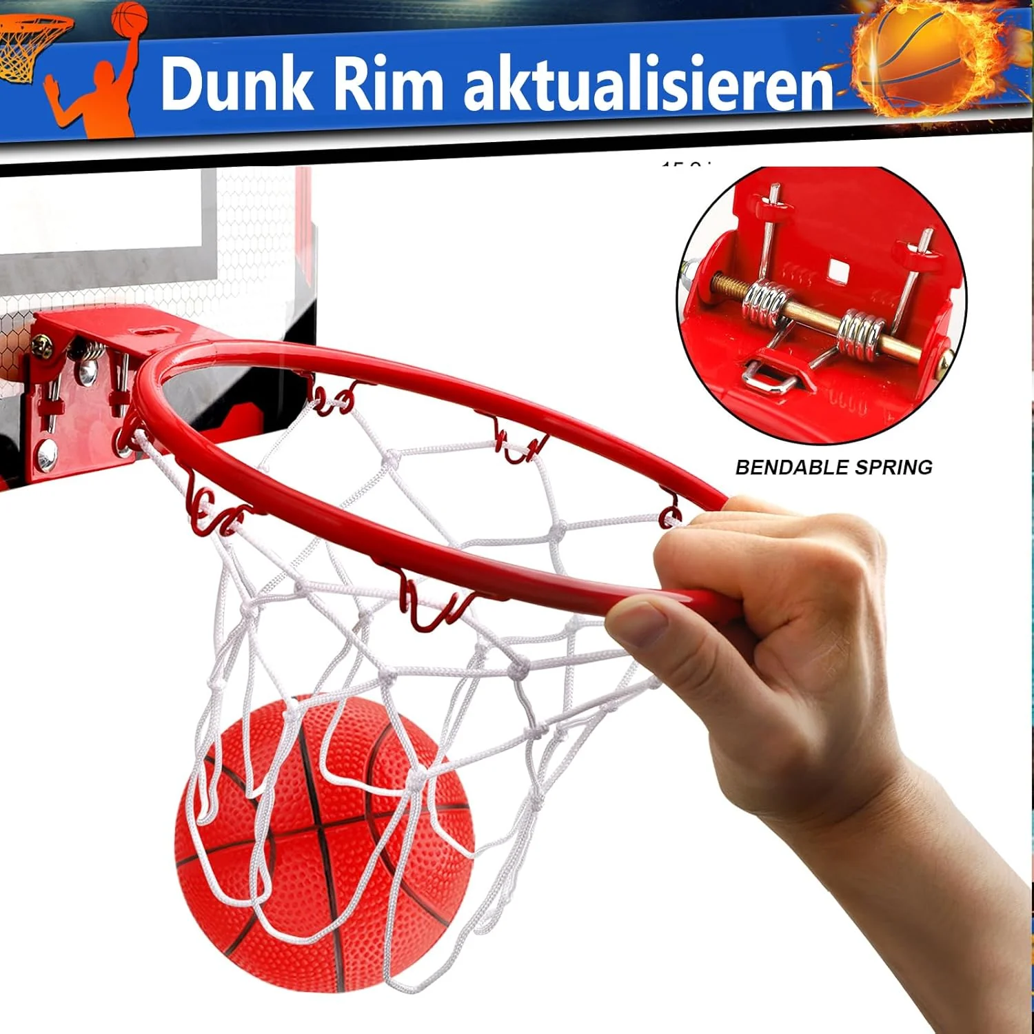 Anzmtosn Mini Indoor Basketball Reifen für Kinder, Kleiner Indoor Basketball Reifen für Tür Metallra - Image 4