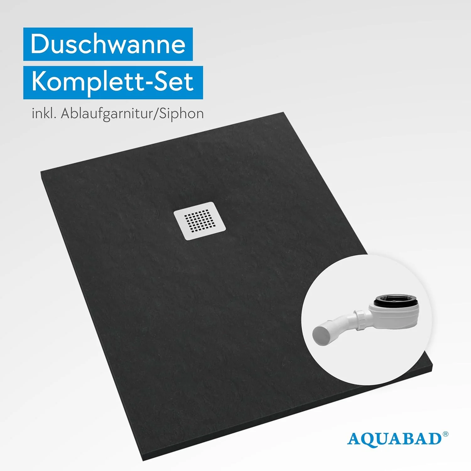 AQUABAD Duschwanne/Duschtasse Palast mit LeakProtect Technologie Black Stone 90x140cm Rechteck - Ble - Image 2