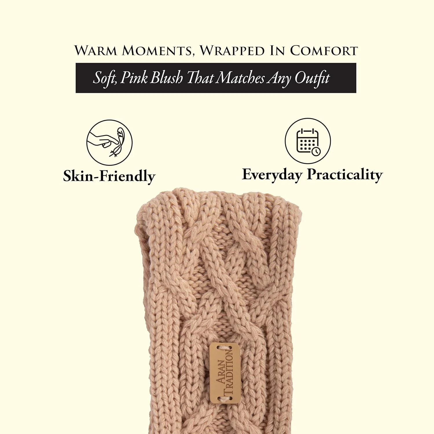 Aran Cable Knitted Headband blush, blush - Image 5