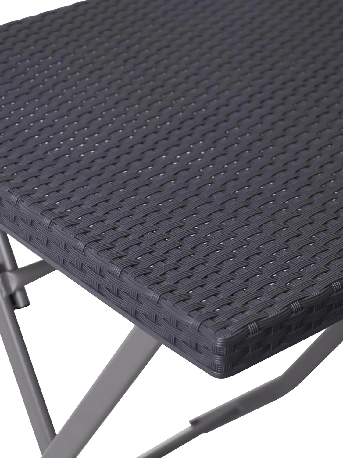aro Outdoor Klapptisch, Stahl und Polypropylen, Rattan Optik, Grau, 58 x 58 x 76 cm, Wetterfest, für - Image 4