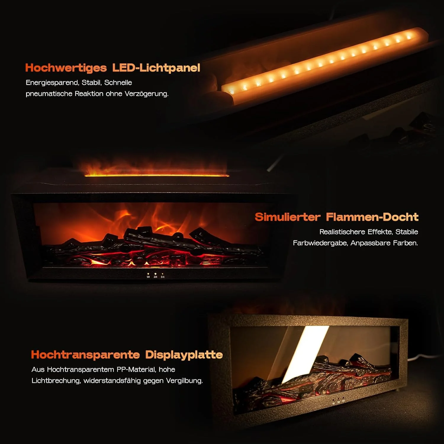 Aroma Diffuser für Ätherische Öle - Kamin Diffusor mit Dynamischem Flammeneffekt, Automatische Farbw - Image 7
