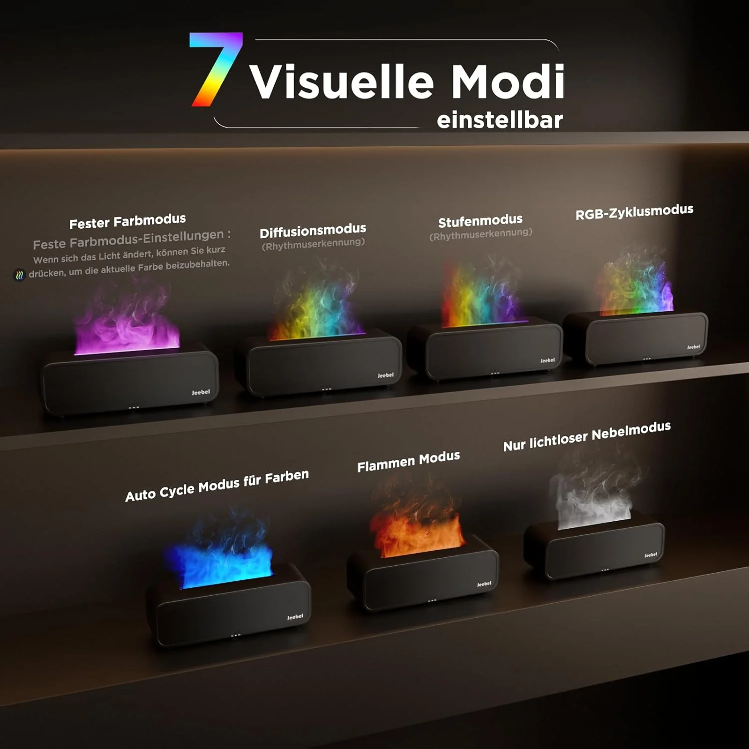 Aroma Diffuser für Ätherische Öle - Rhythmus Erkennung Aromatherapie Diffusor mit RGB Flamme Variati - Image 3