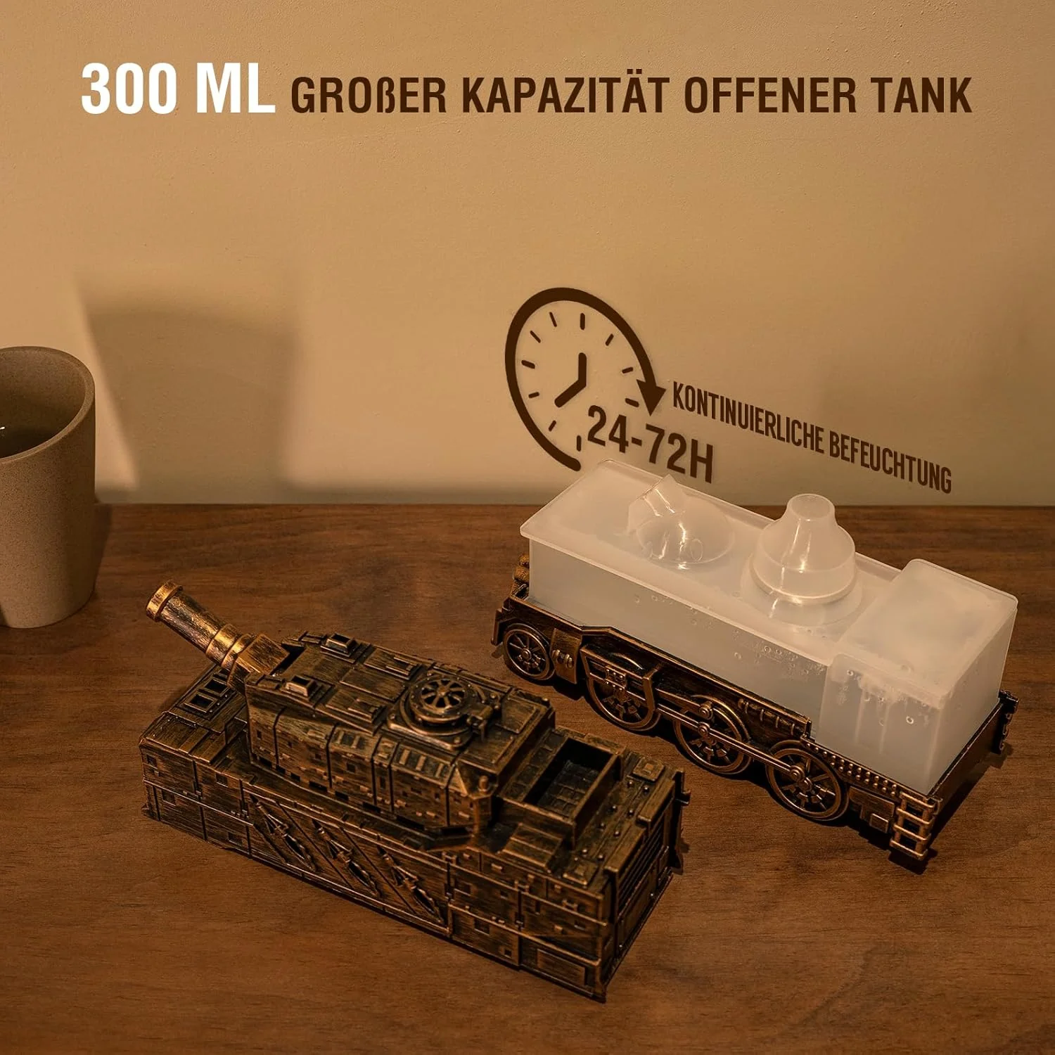 Aroma Diffusor für Ätherische Öle - Tank Diffuser mit Kanonen Styling, Farbigen LED Flammeneffekt, F - Image 7
