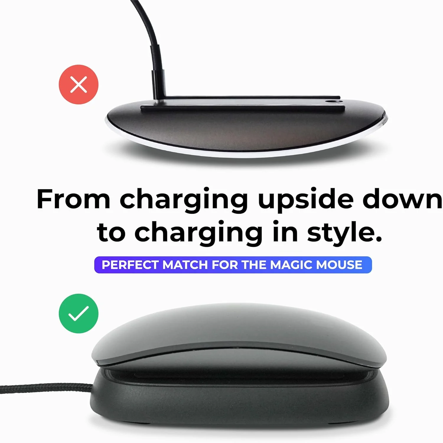 Ascrono - Ladestation kompatibel mit Magic Mouse - Schwarz - Perfektes Zubehör | Nutzbar als Ladesta - Image 3