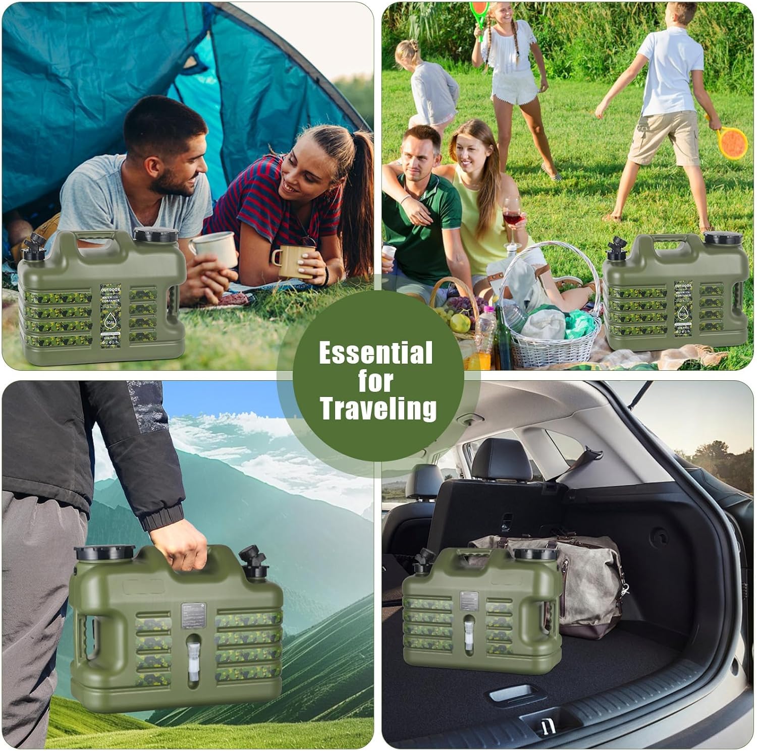 ASIEIT Wasserkanister mit Hahn 18.5L, Camping Wasserkanister, BPA-frei Tragbarer Mehrzweck Kanister - Image 5
