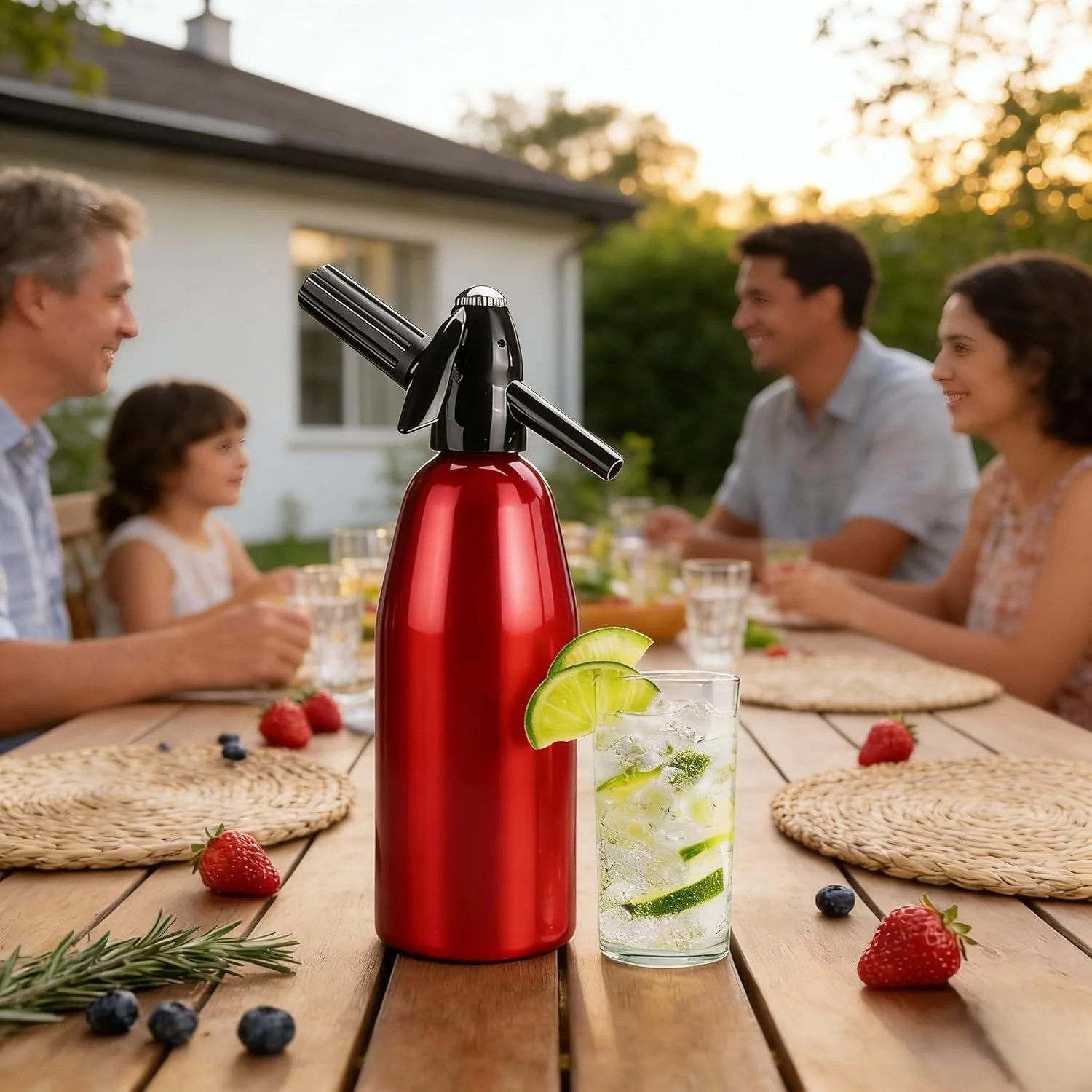 AstraLoom Tragbarer Soda Maker, 1L Soda-Siphon aus Aluminium für Sprudelwasser & Cocktails (rot) AL0 - Image 2