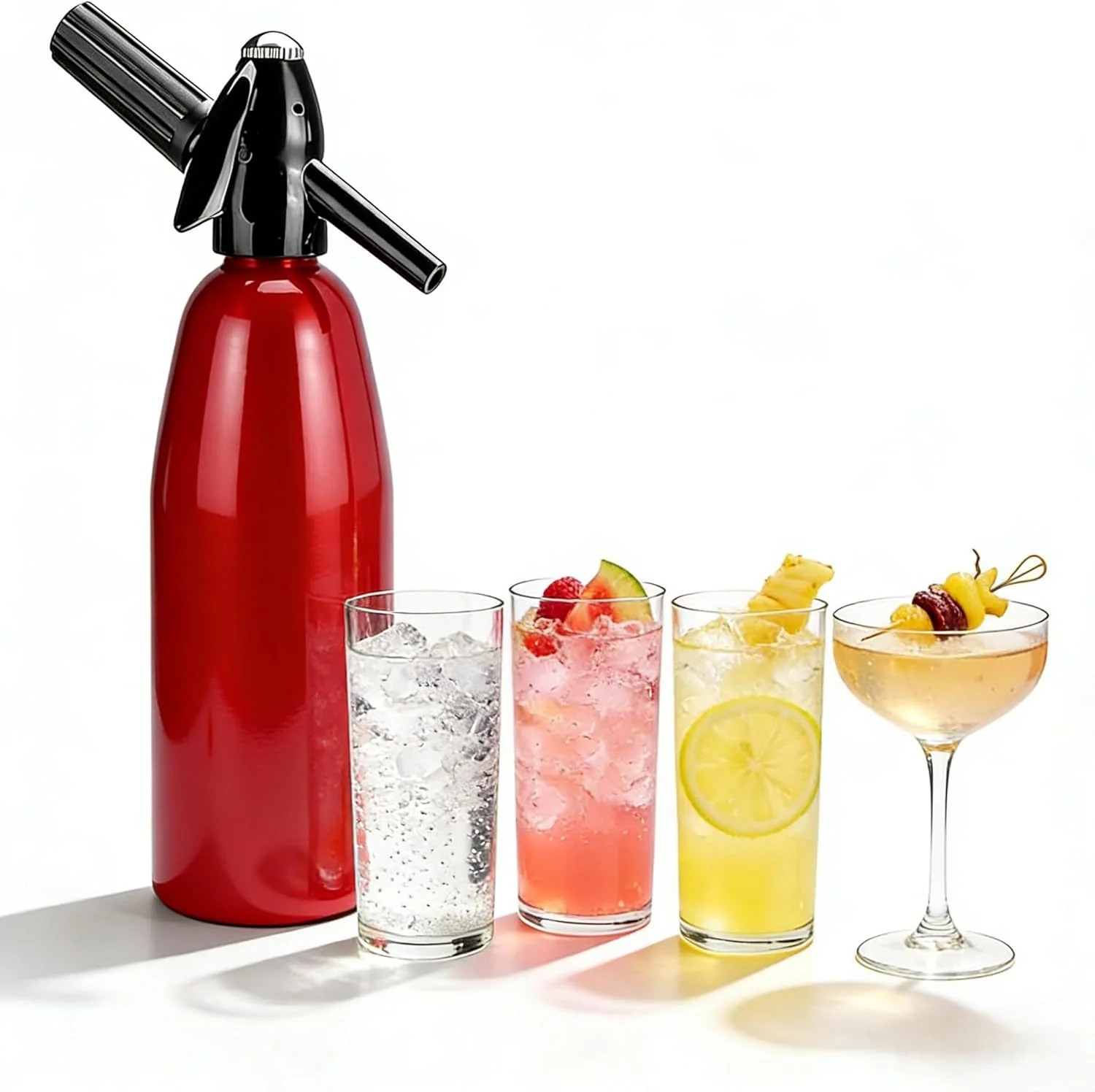 AstraLoom Tragbarer Soda Maker, 1L Soda-Siphon aus Aluminium für Sprudelwasser & Cocktails (rot) AL0 - Image 5