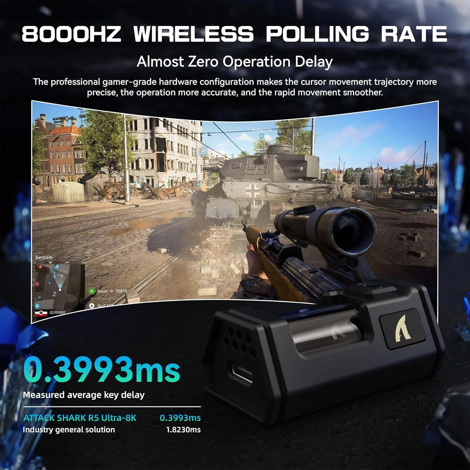 ATTACK SHARK R5 Ultra Carbonfaser HyperSpeed Kabellose Gaming-Maus, 39g Ultraleichte Maus mit Gripta - Image 6