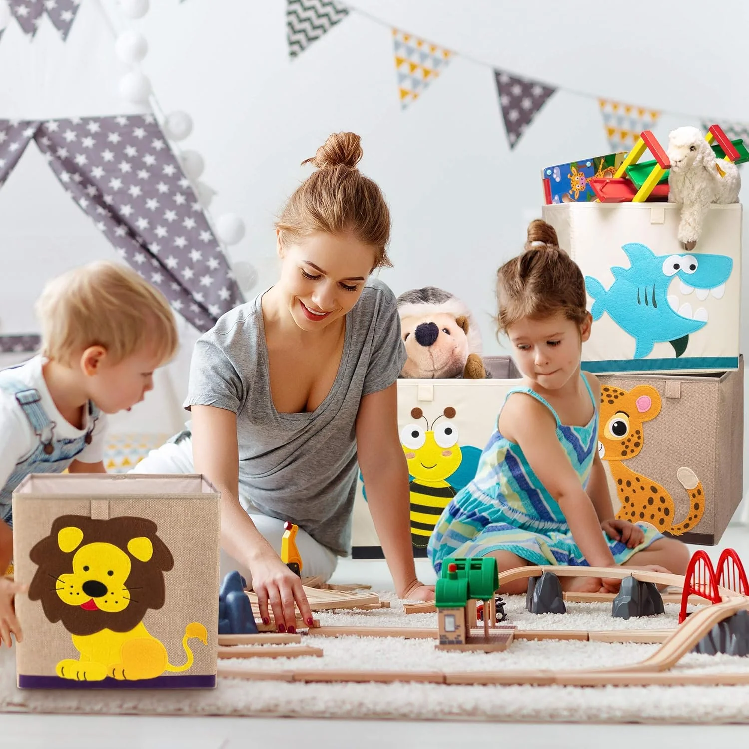 Aufbewahrungsbox mit Schwein Motiv I Spielzeugbox mit Tiermotiv passend für Würfelregale I Ordnungsb - Image 4
