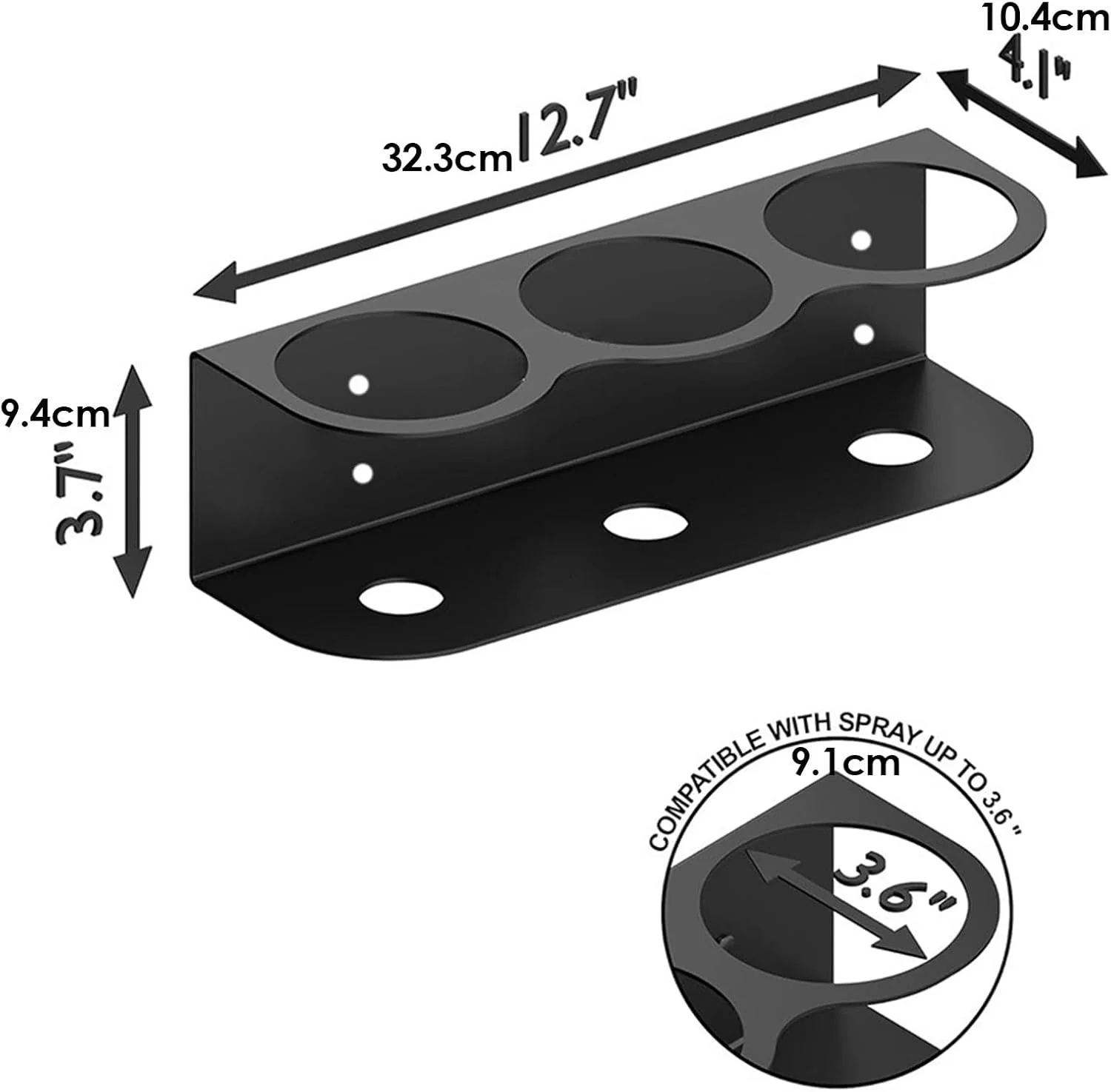 Aufbewahrungsregal Für Sprühflaschen, 3 Löcher ca. 32,3 x 10,4 x 9,4 cm, Wandhalterung Für Sprühdose - Image 5
