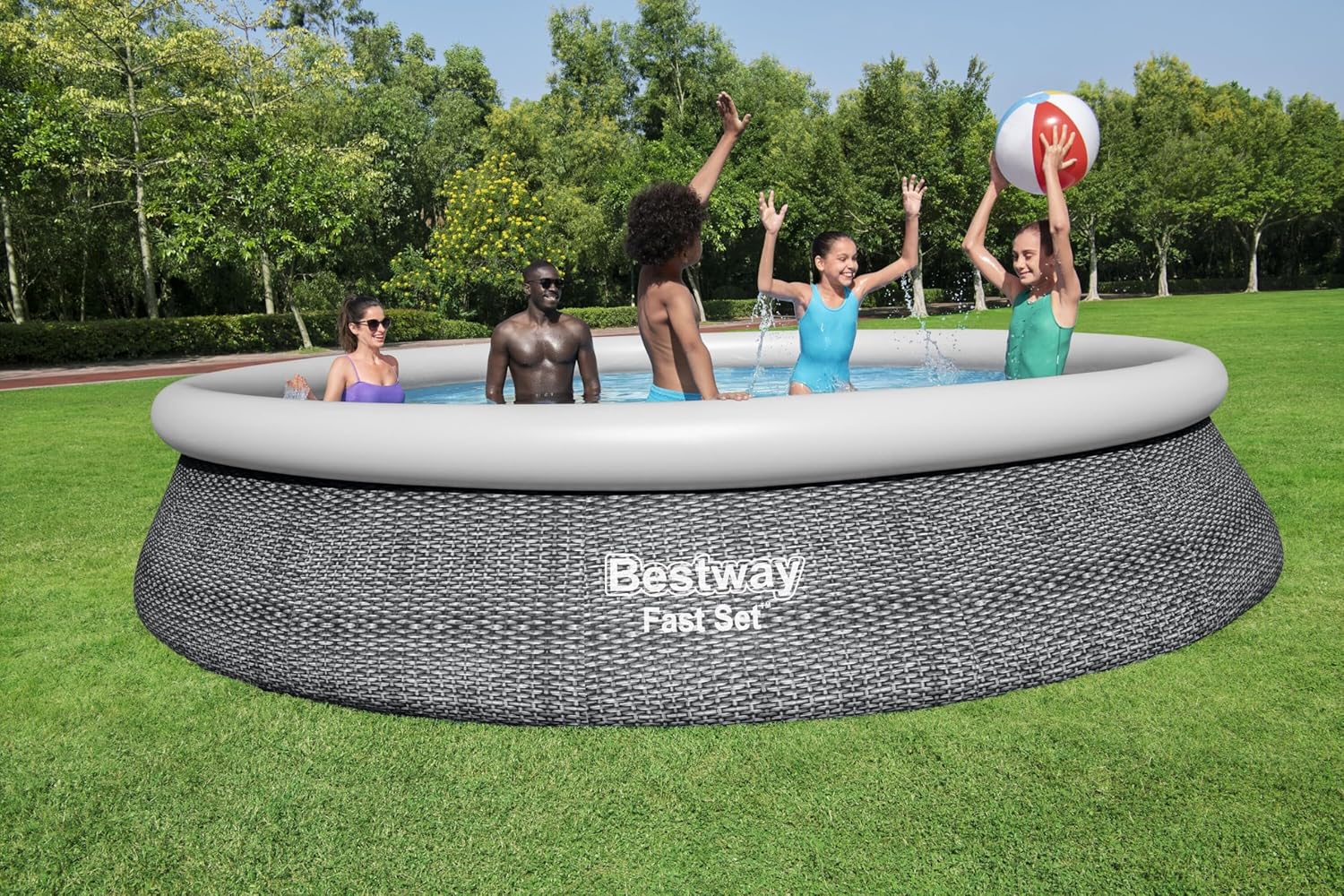 Aufblasbarer Pool Bestway 457 x 84 cm Grau 9677 L - Image 2