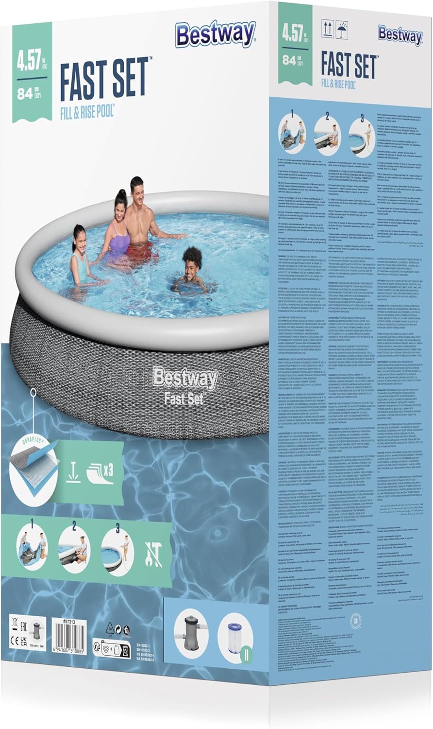 Aufblasbarer Pool Bestway 457 x 84 cm Grau 9677 L - Image 7