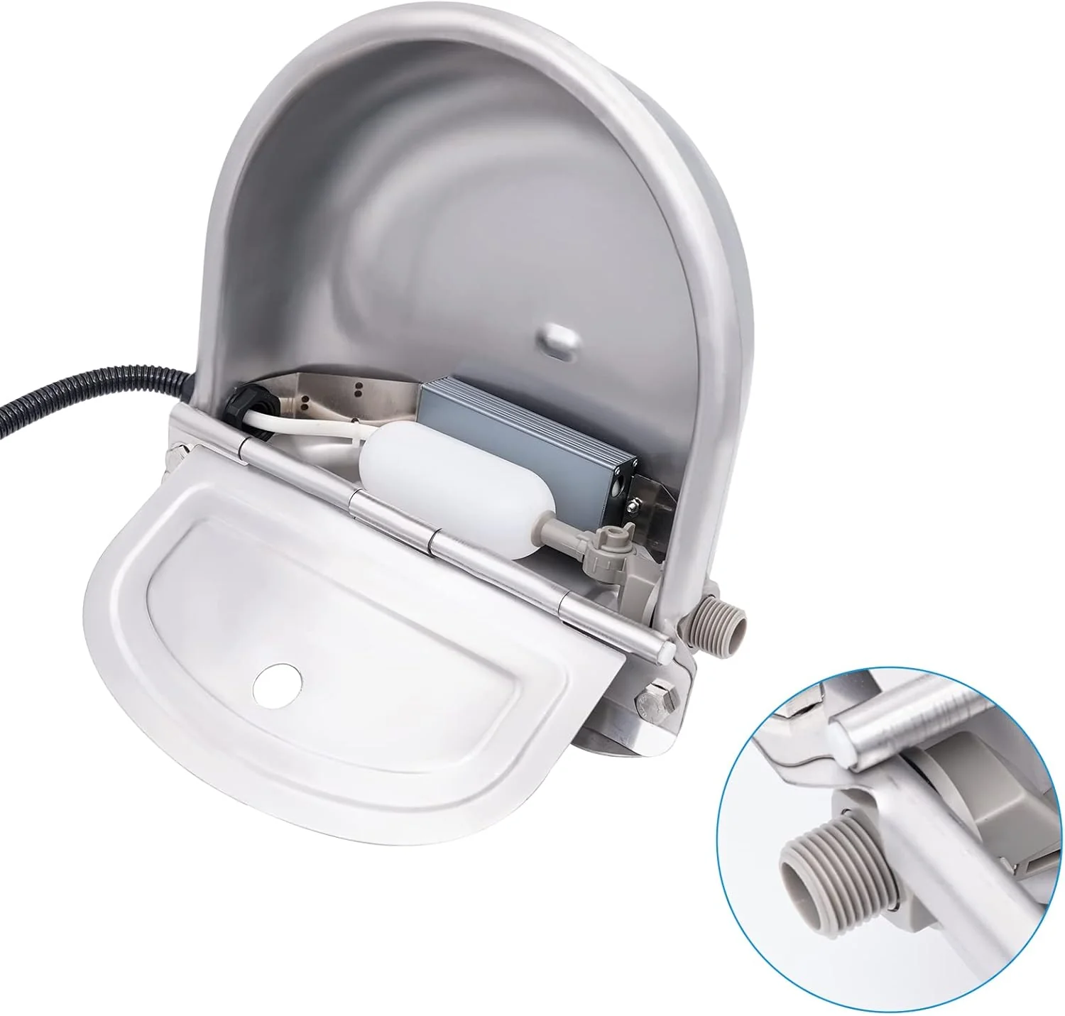 Automatisch beheizter Edelstahl-Wassernapf mit Schwimmerventil, Thermo-Wassertrog für Vieh, Rinder, - Image 6