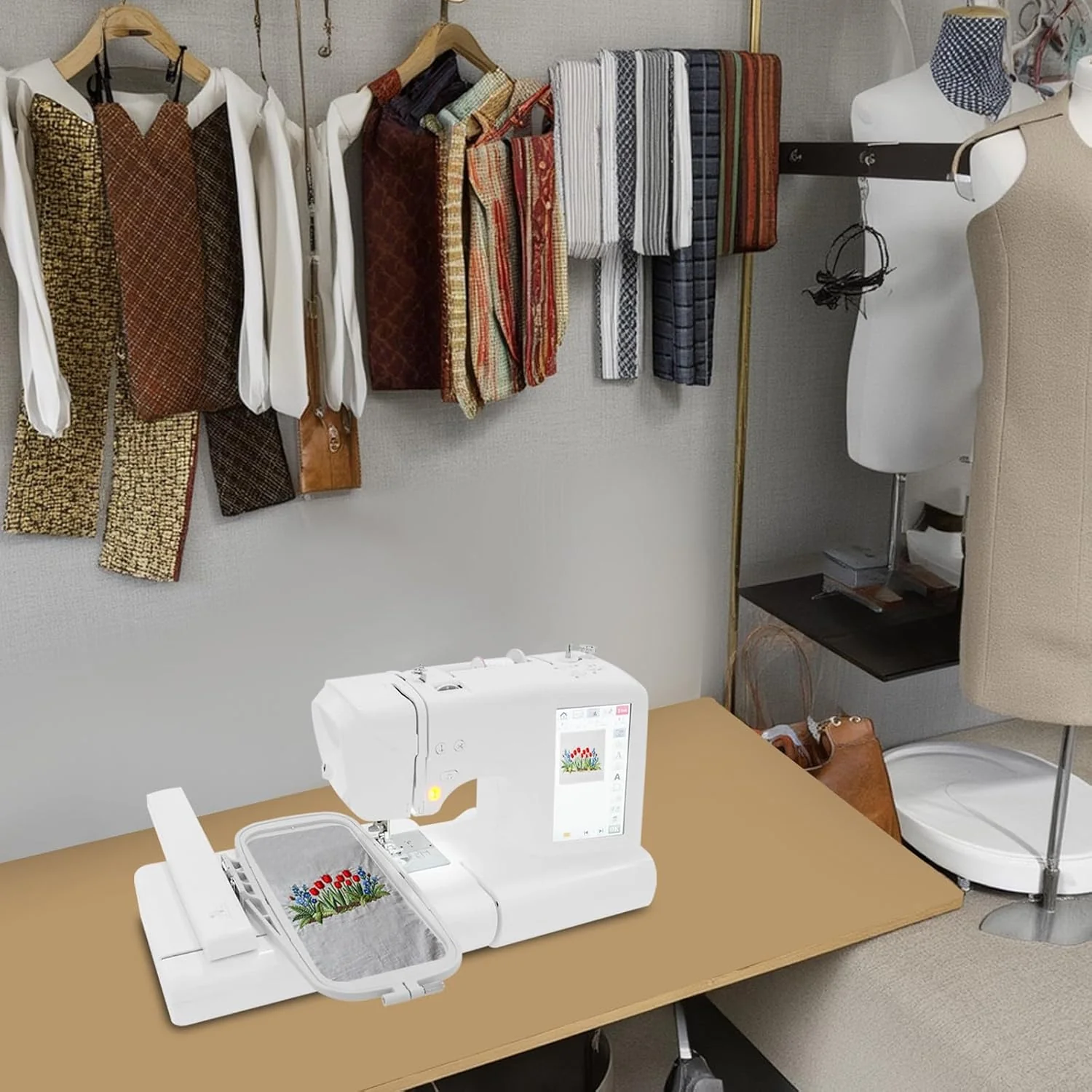 Automatische Stickmaschine, 45W computergesteuerte Nähmaschine mit 162 Integrierte Stichmuster, 0–65 - Image 7