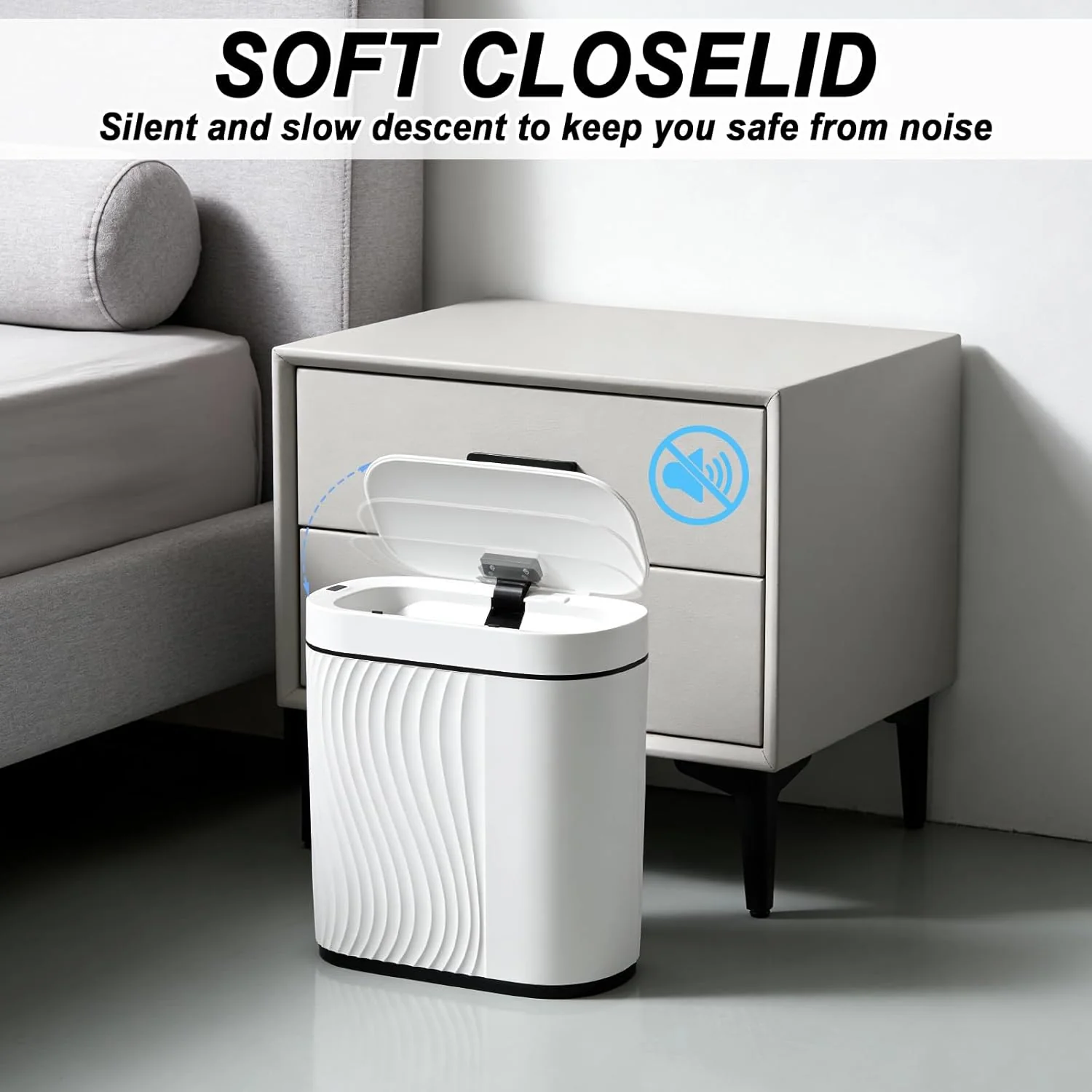 Automatischer Badezimmer Mülleimer mit Sensor, 8L Schlanker Elektrischer Abfalleimer mit Soft-Close - Image 5