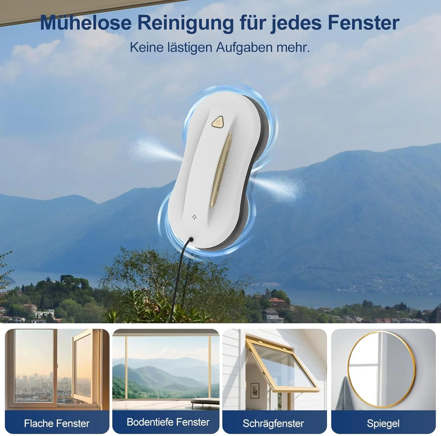 Automatischer Fensterputzroboter mit KI-Z-Pfad-Navigation, ultraschnellen Sprühdüsen und 3000Pa Saug - Image 3