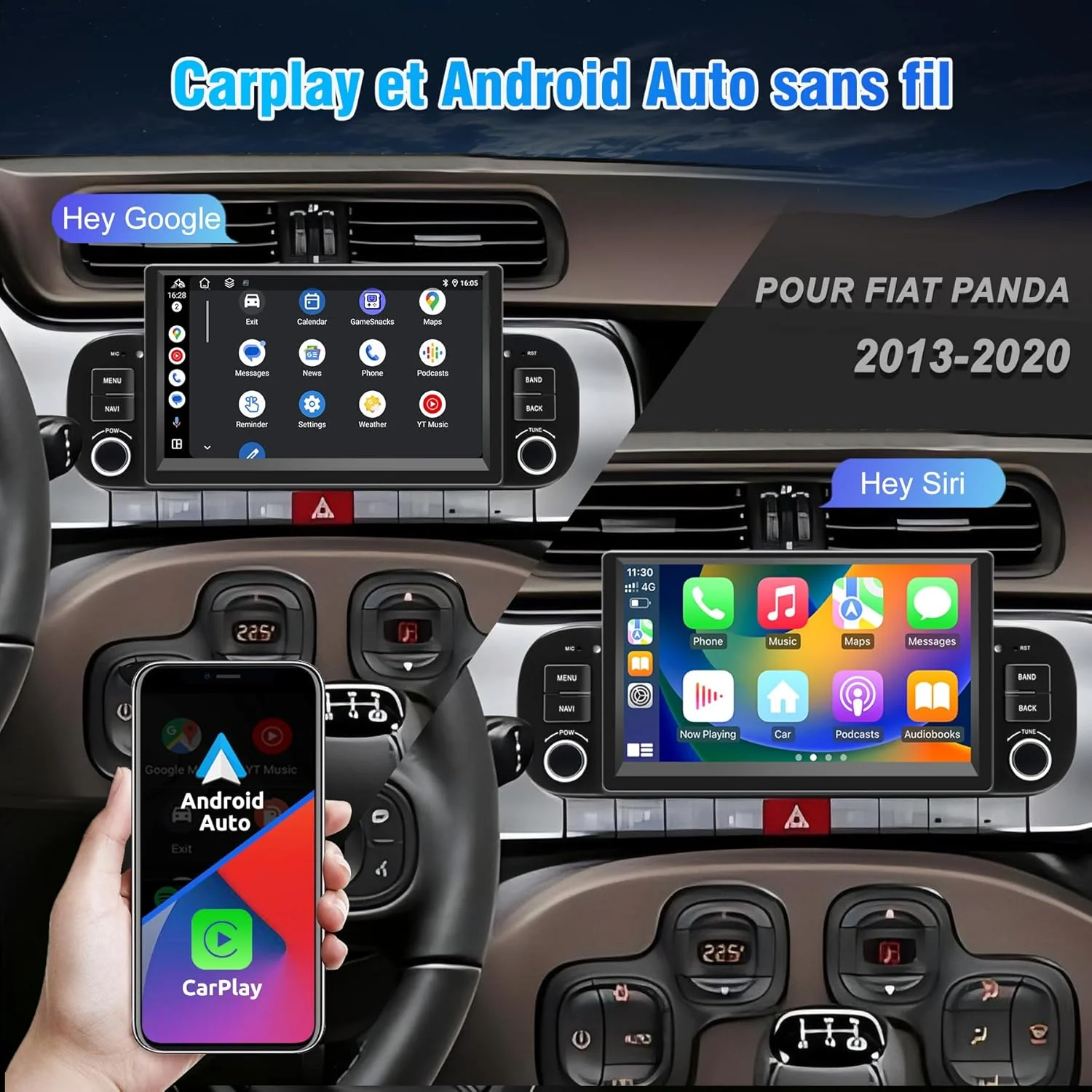Autoradio für Fiat Panda 2013 2014 2015 2016 2017 2018 2019 2020, Android 13 2G+64G mit Wireless Car - Image 2