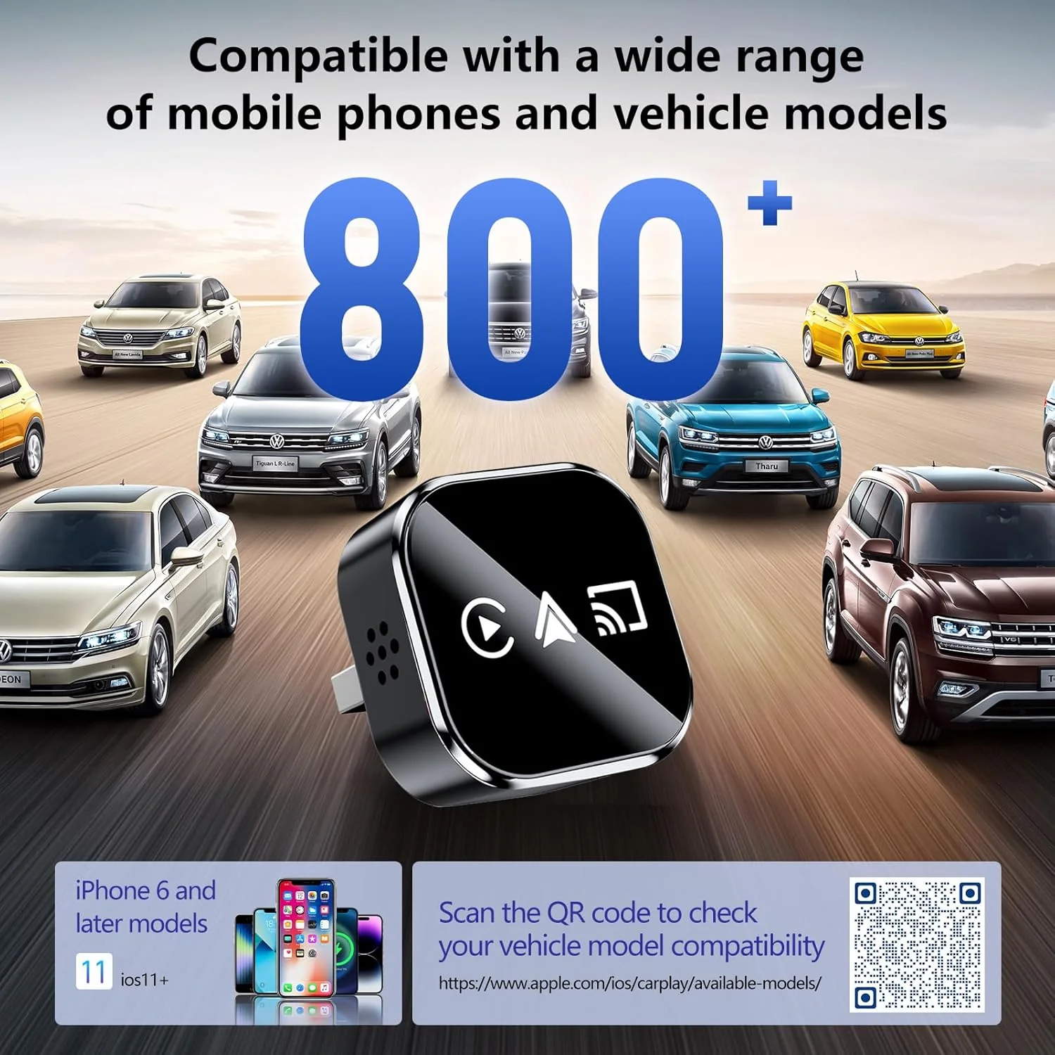 auvstar 2026 Upgraded mit Mirror Link 3 in 1 CarPlay & Android Auto Wireless Adapter für iOS 11+/And - Image 8