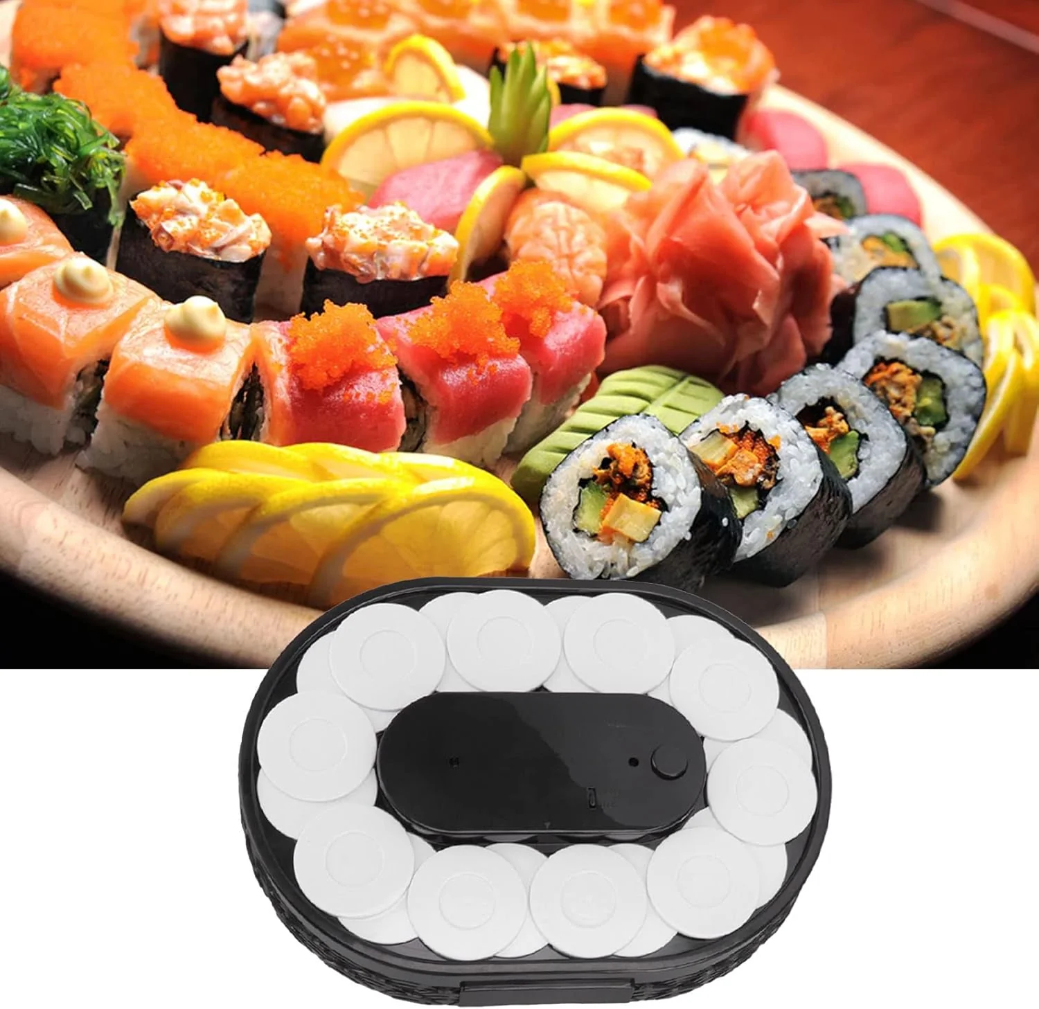AYNEFY Sushi-Rotations-Maschine, Automatischer Drehbarer Tisch-Ausstellungsständer, Schaukeltablett, - Image 3