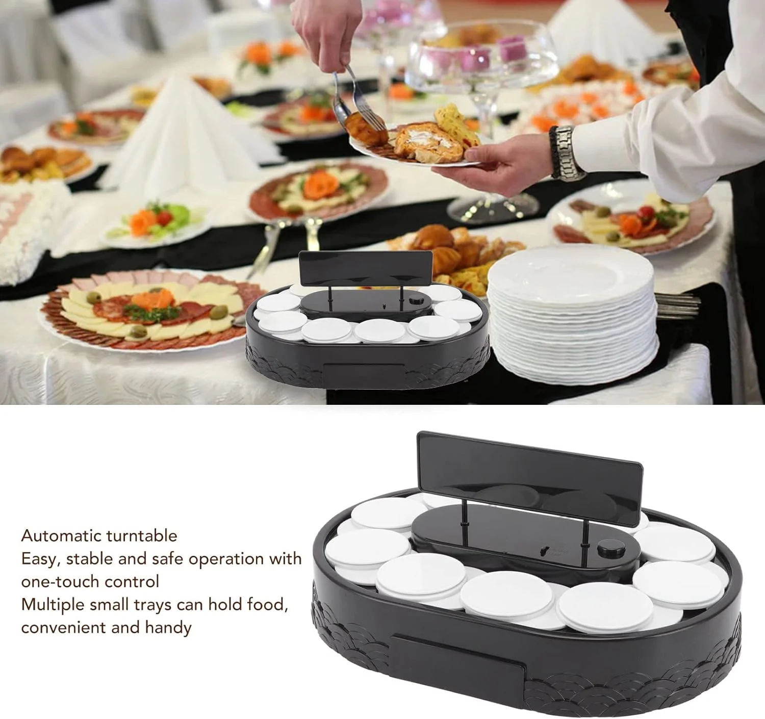 AYNEFY Sushi-Rotations-Maschine, Automatischer Drehbarer Tisch-Ausstellungsständer, Schaukeltablett, - Image 6