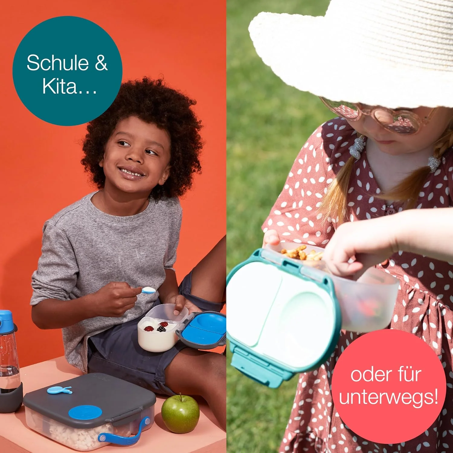 b.box Mini Brotdose für Kinder mit Fächern | Bento Box, 3 Fächer (2 Auslaufsicher) | Lunchbox für Ge - Image 7