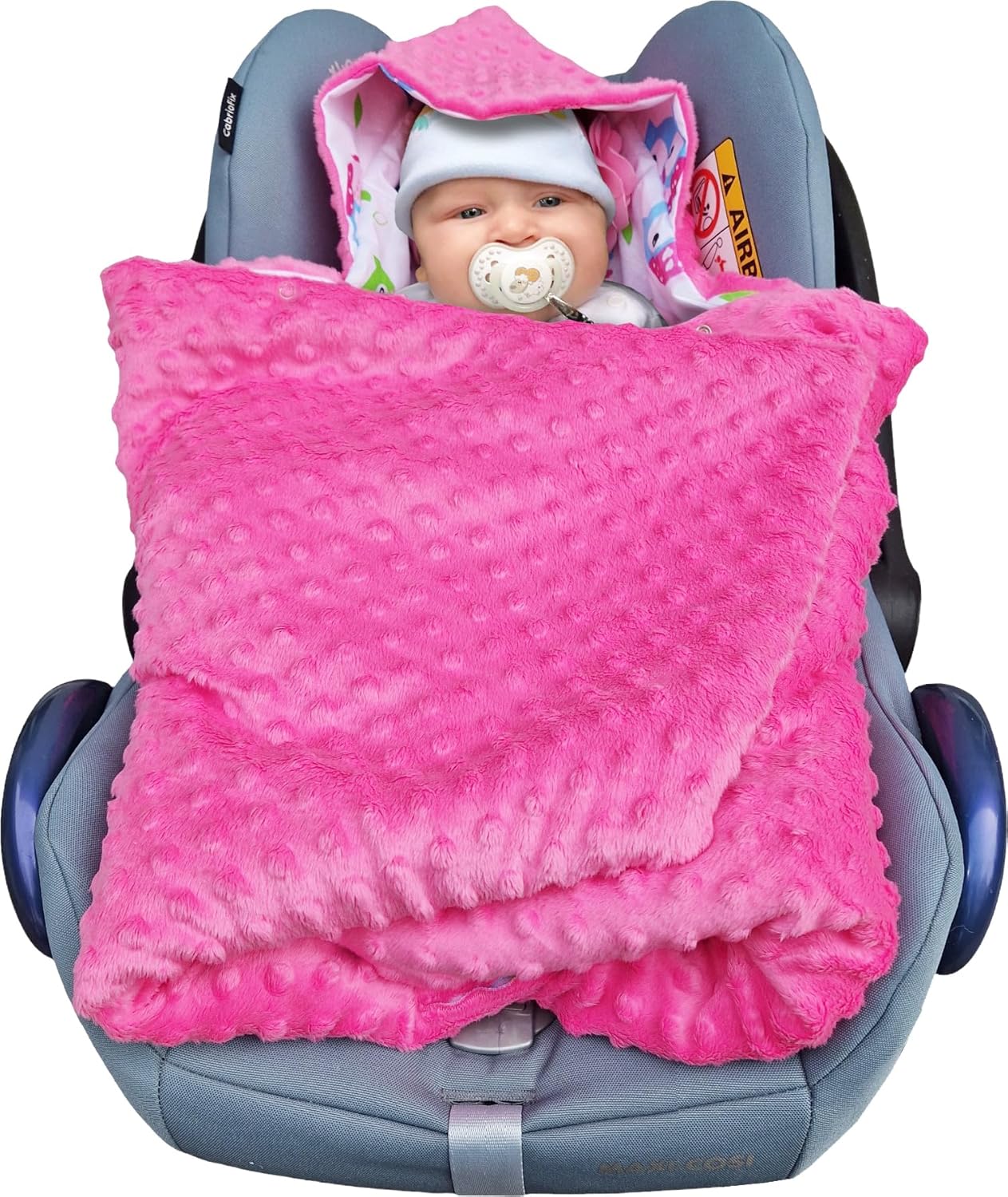 Baby Einschlagdecke Doppelseitig 86x86 cm Minky-Plüsch für Kinderwagen und Babybett (Rosa Minky-Eule - Image 8