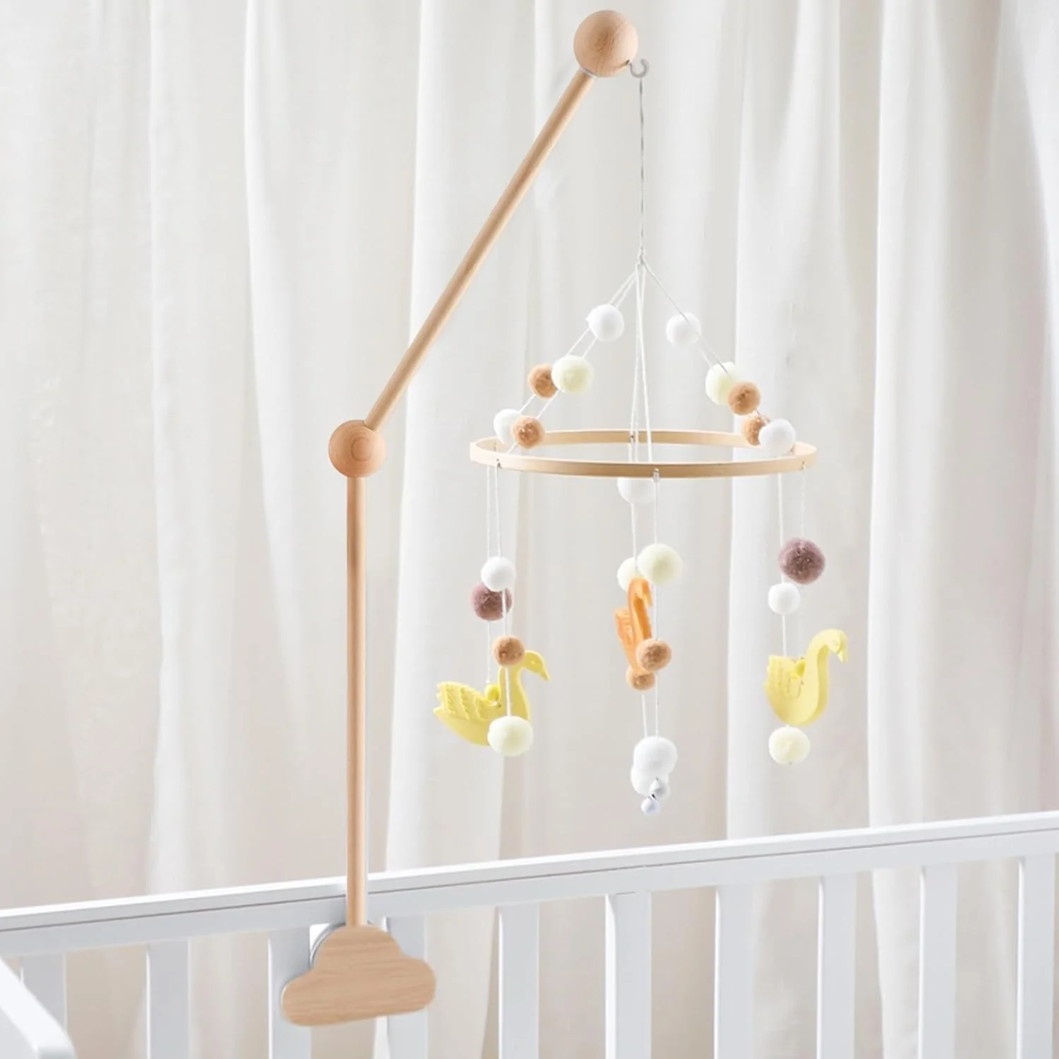Baby-Mobile-Aufhänger Mobile-Arm für Kinderbett Holz-Wolken-Design abnehmbarer Baby-Mobile-Aufhänger - Image 7