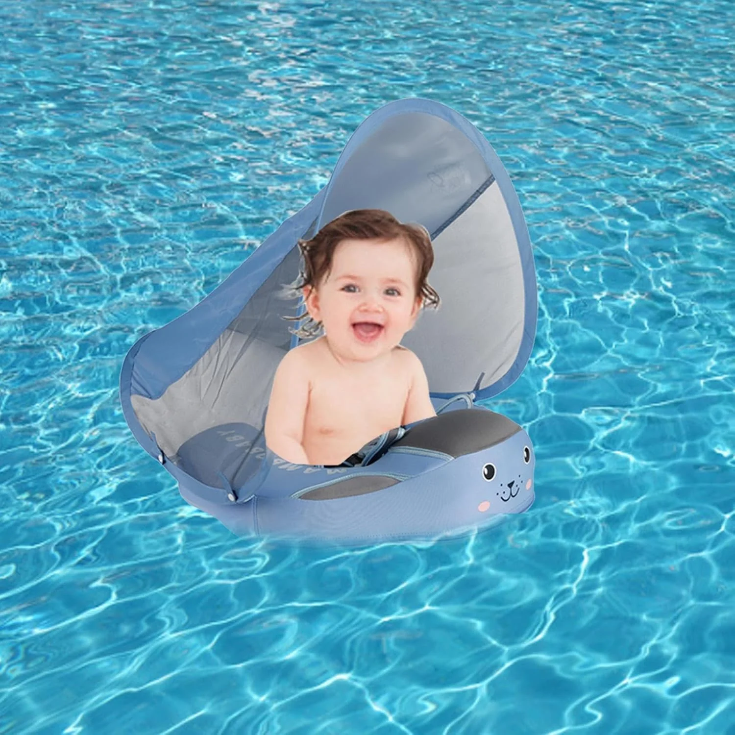 Baby Schwimmring Mit Abnehmbarem Sonnendach, Baby Schwimmtrainer Ab 3 Monate Mit Verstellbare Schult - Image 2