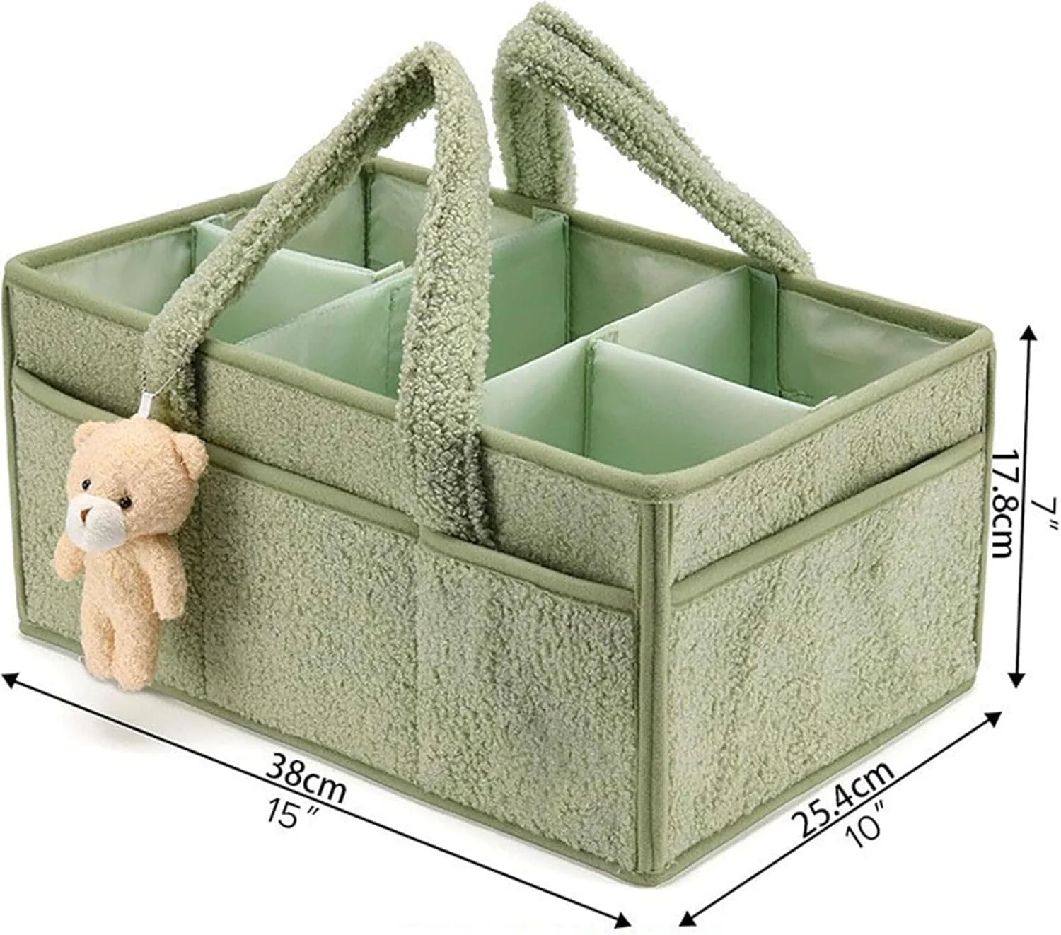 Baby Wickeltasche Organizer 38x25.4x17.8cm Plüsch Wickelkorb Mit Bär, Wickeltisch Organizer mit Wech - Image 2