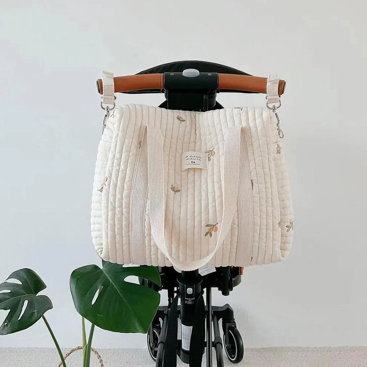 Baby Wickeltasche, Wickeltasche Tragetasche, Grosse Kapazität Baumwolle Wickeltasche für Kinderwagen - Image 5