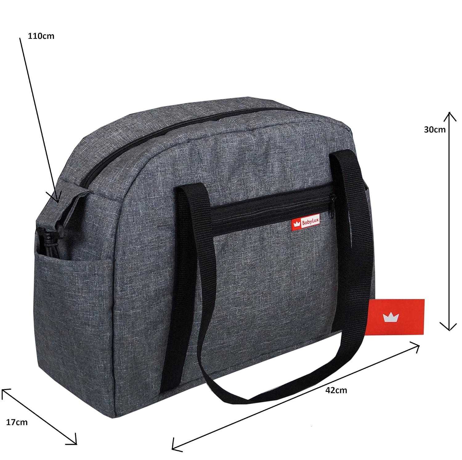 BabyLux Wickeltasche CANDY FLEX Kinderwagentasche Baby Windel Tasche Pflegetasche (CandyFlex Grau), - Image 7